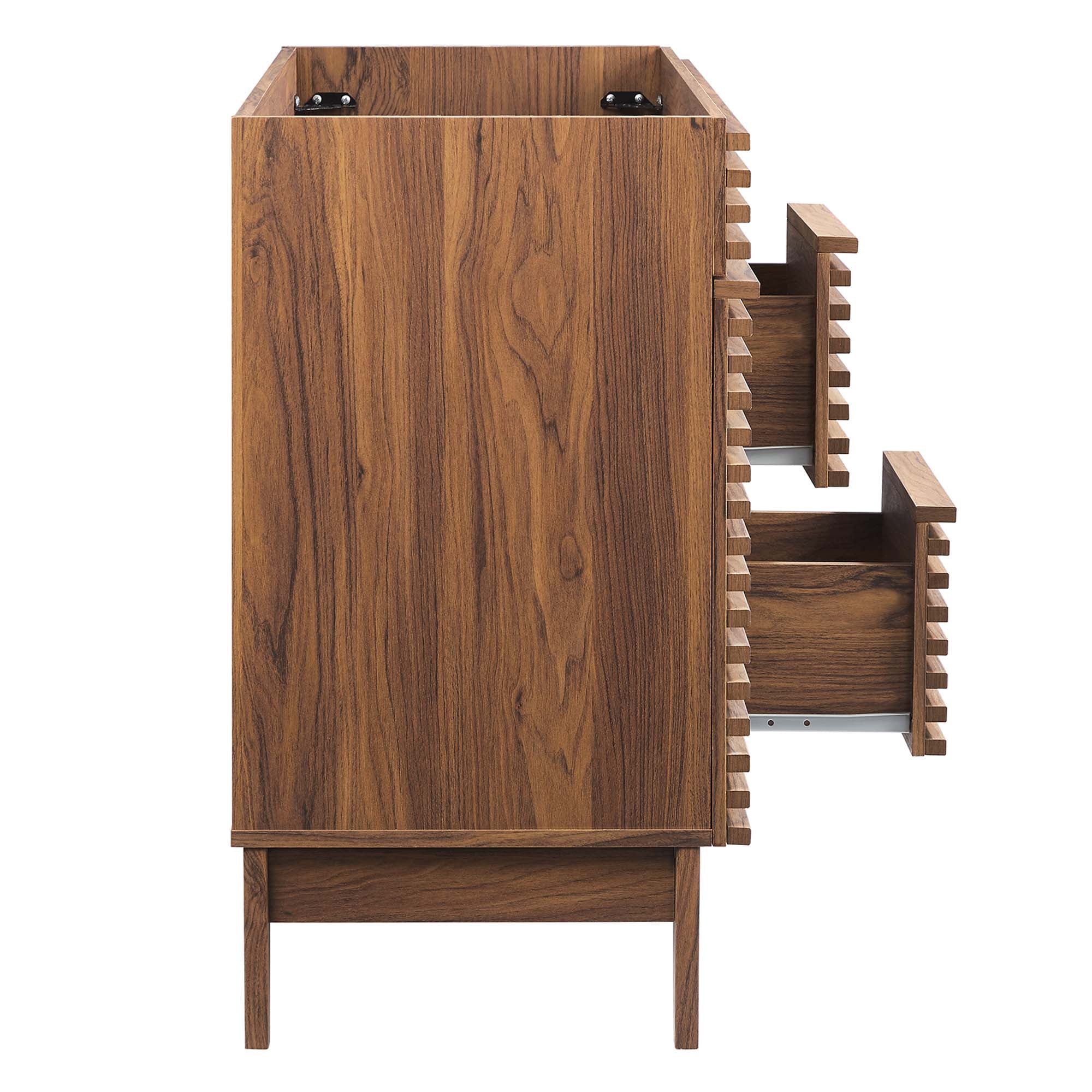 Render 48" Double Sink Compatible (Not Included) Bathroom Vanity Cabinet, Walnut