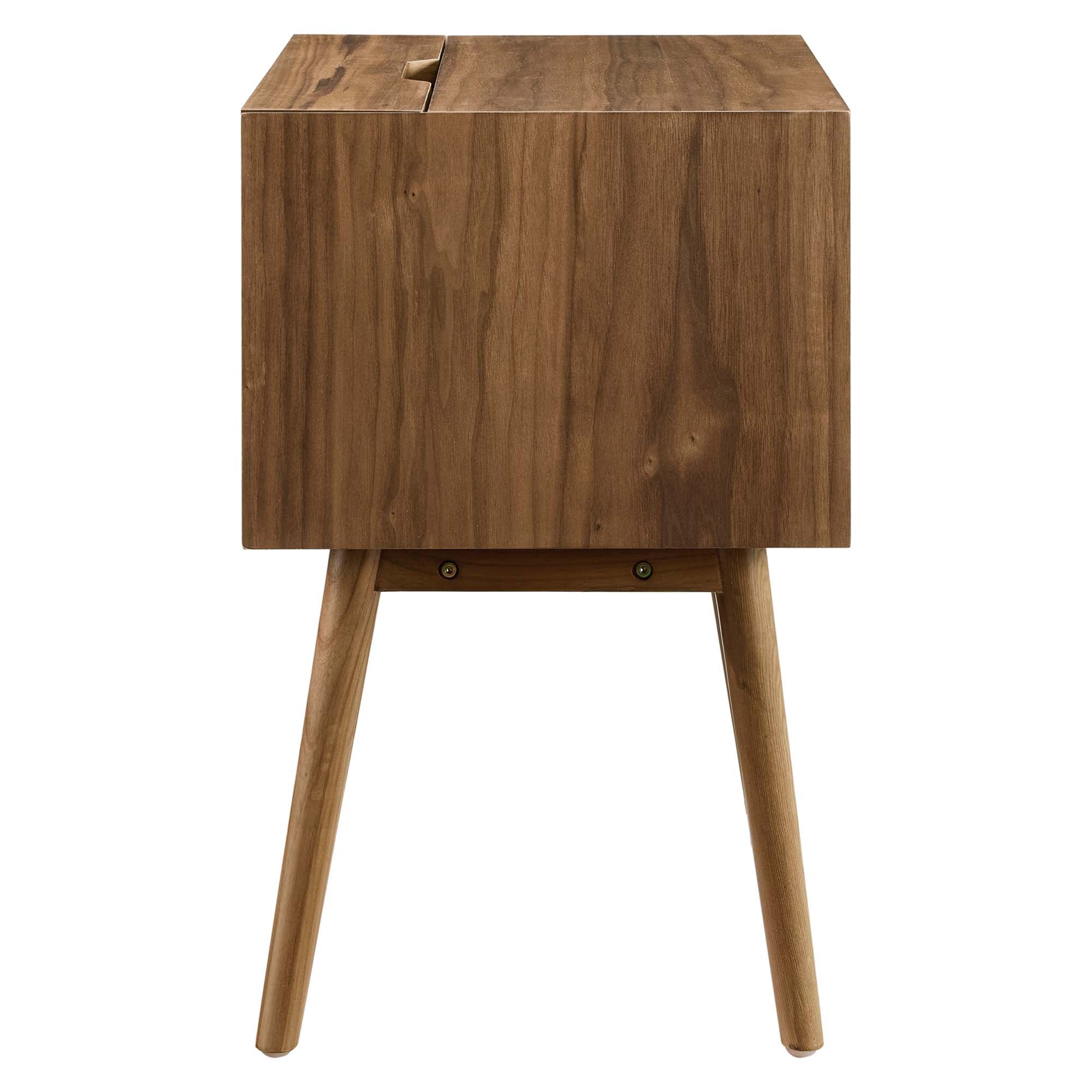 Ember Wood Nightstand With USB Ports, Walnut Walnut