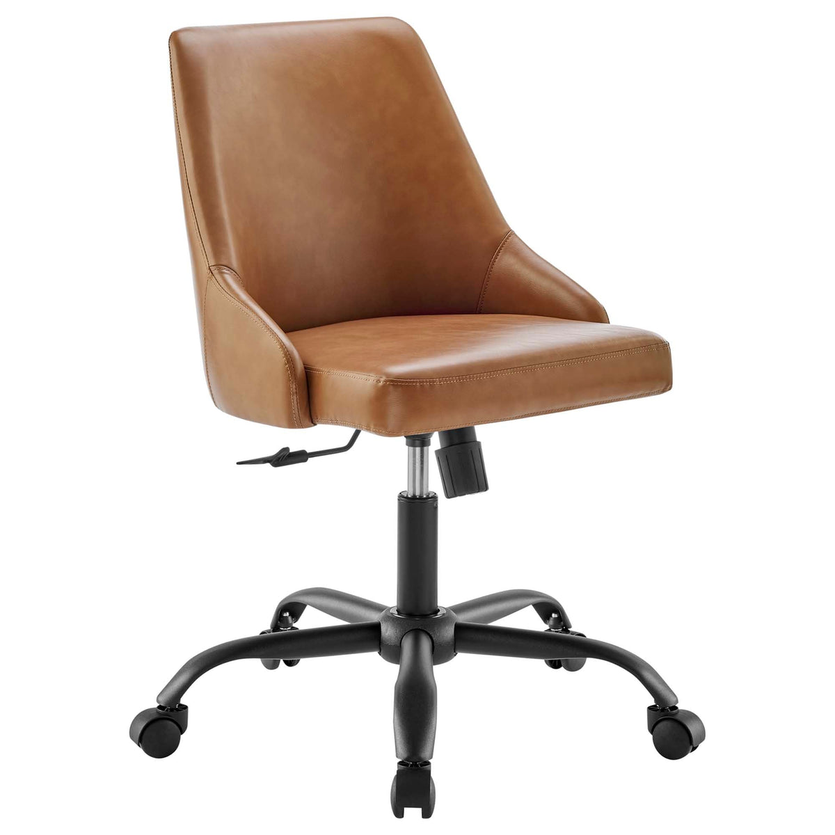 Designate Swivel Vegan Leather Office Chair, Black Tan