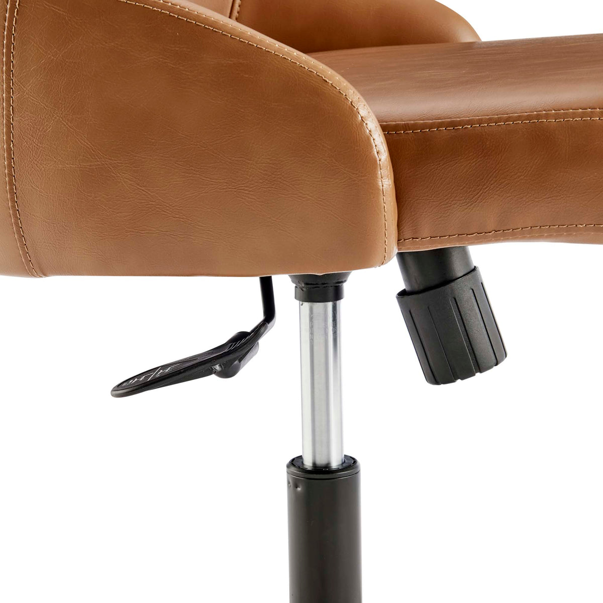 Designate Swivel Vegan Leather Office Chair, Black Tan
