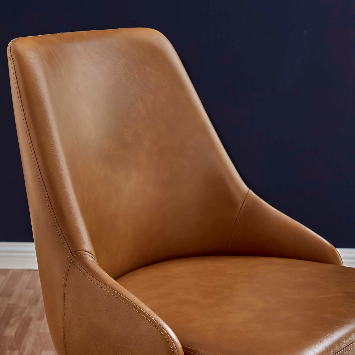 Designate Swivel Vegan Leather Office Chair, Black Tan