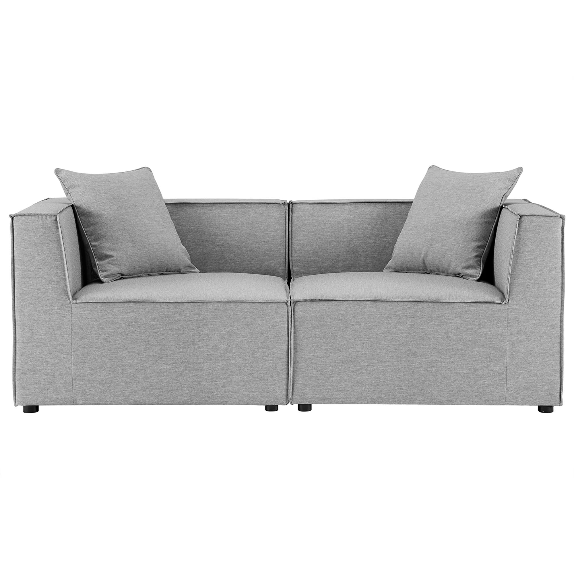 Saybrook 2-Piece Outdoor Patio Upholstered Sectional Sofa Loveseat, Gray
