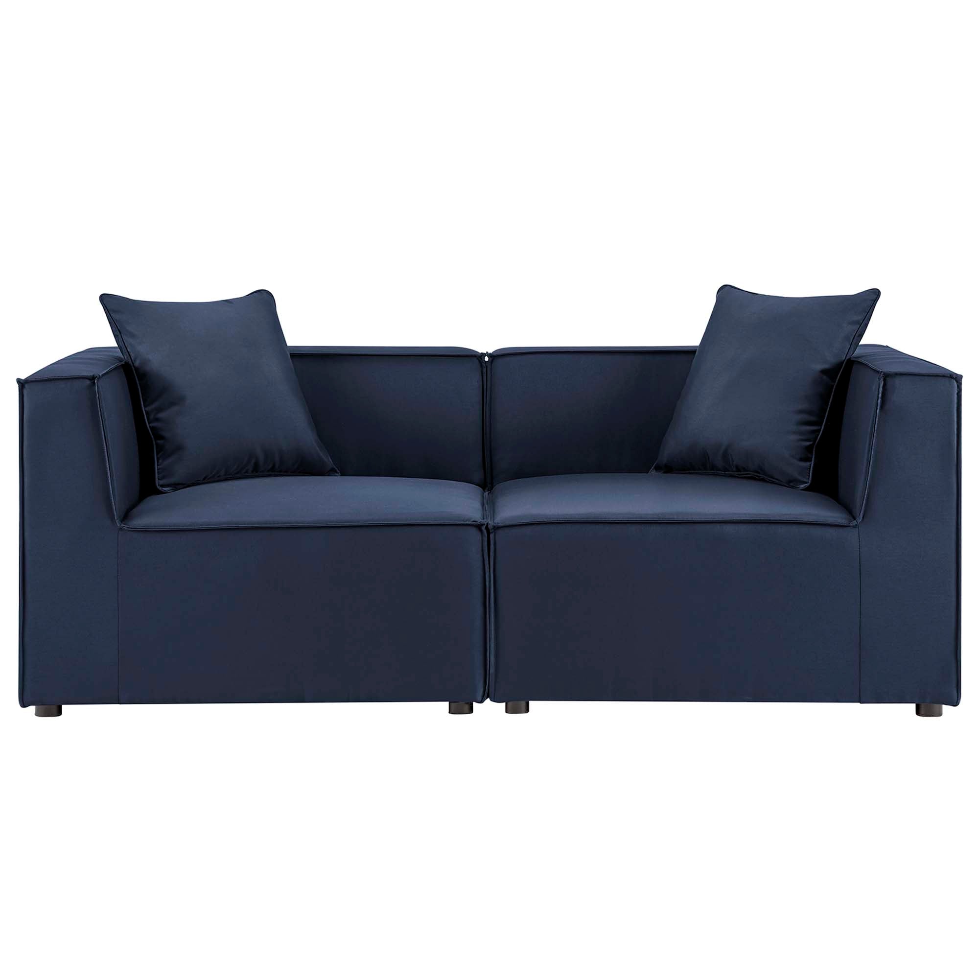 Saybrook 2-Piece Outdoor Patio Upholstered Sectional Sofa Loveseat, Navy