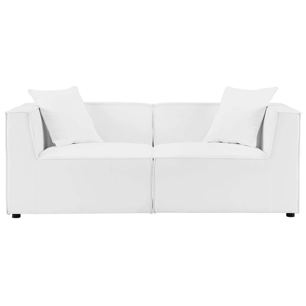 Saybrook 2-Piece Outdoor Patio Upholstered Sectional Sofa Loveseat, White