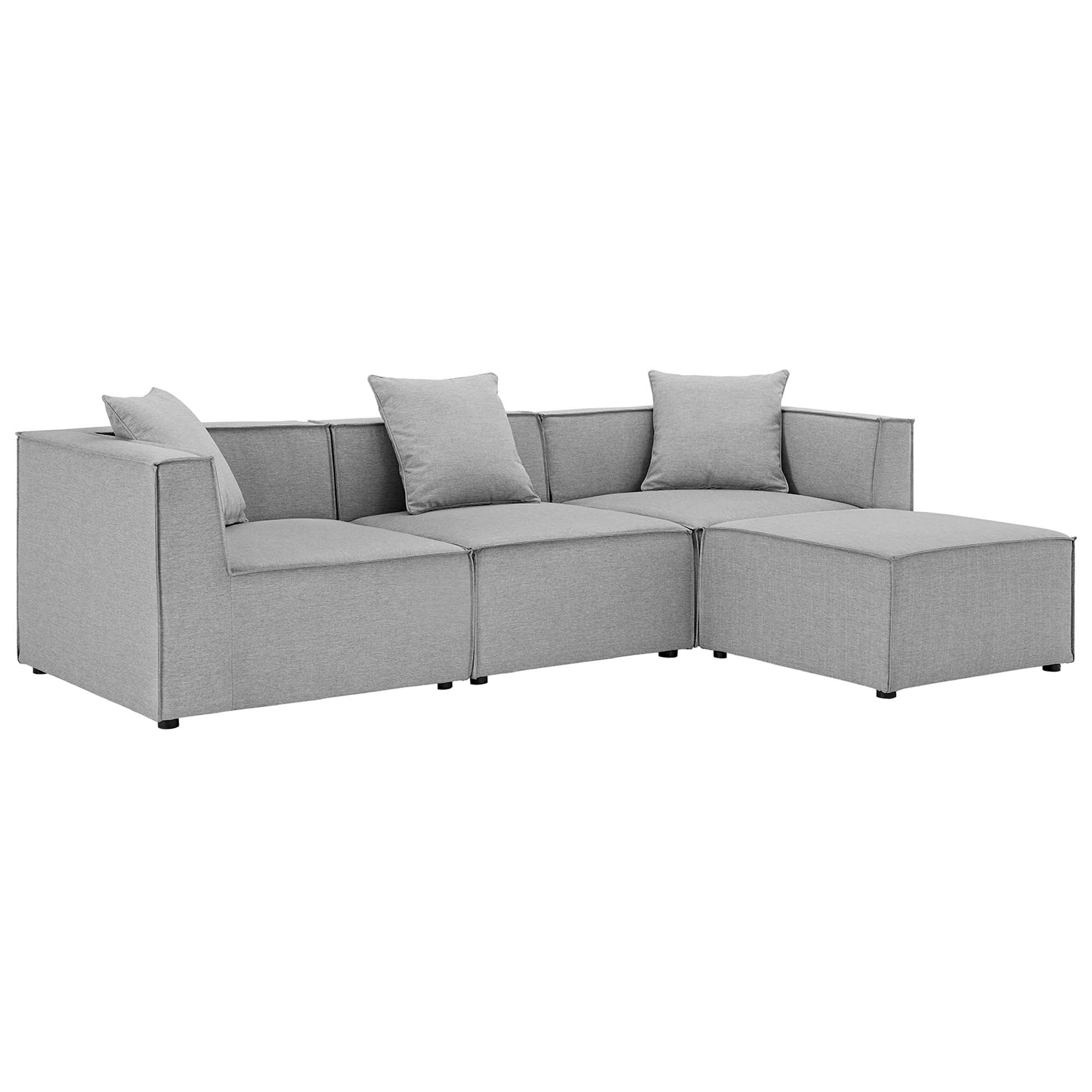 Saybrook 4-Piece Outdoor Patio Upholstered Sectional Sofa, Gray