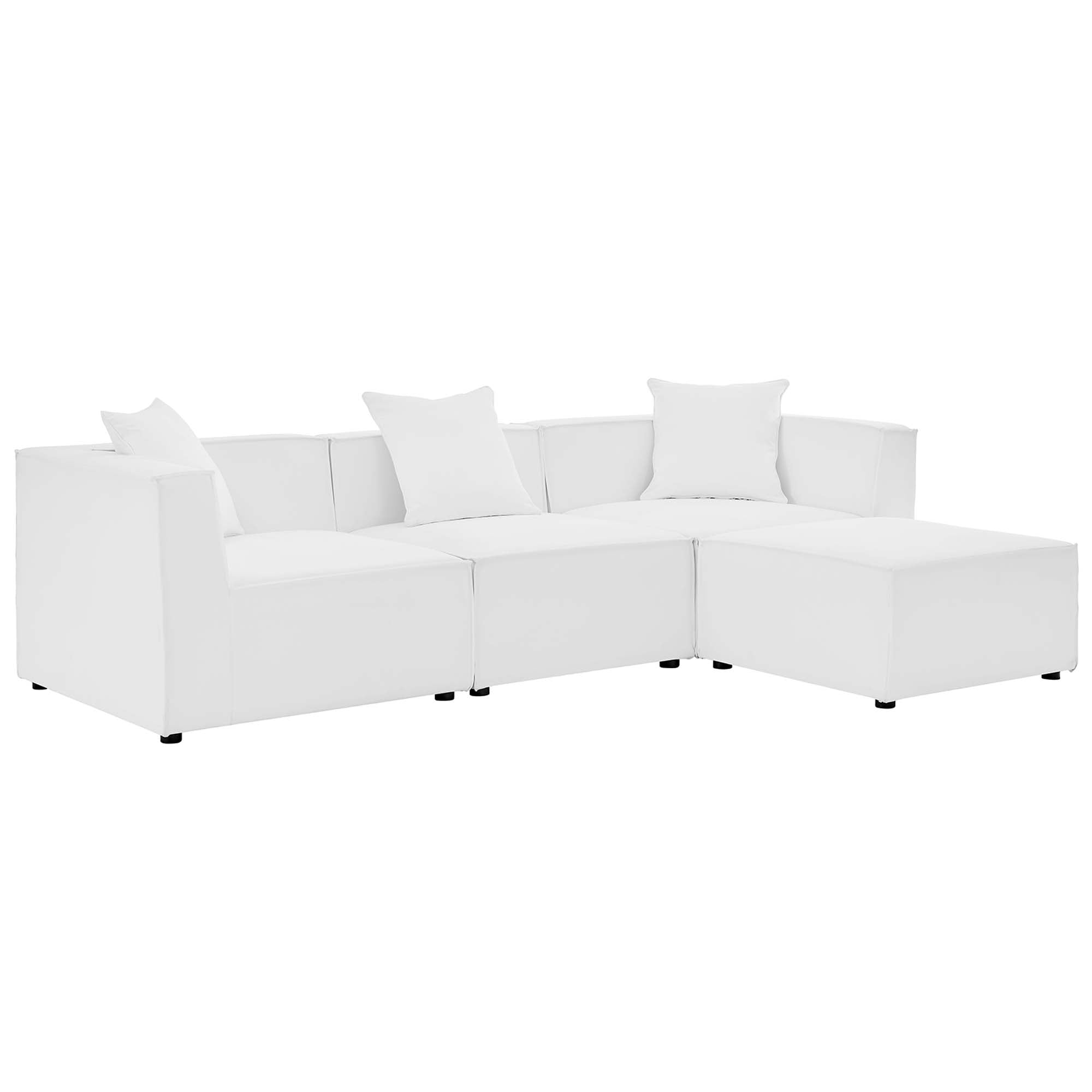 Saybrook 4-Piece Outdoor Patio Upholstered Sectional Sofa, White