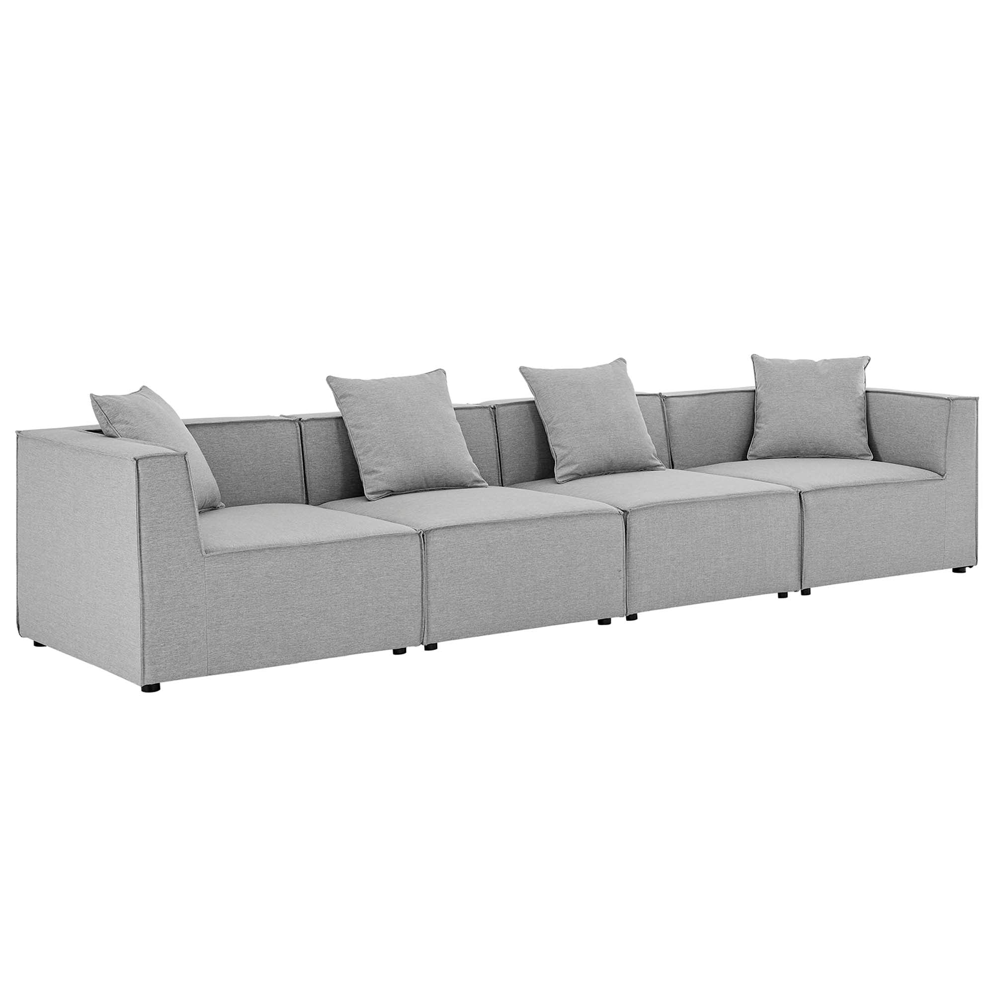 Saybrook 4-Piece Outdoor Patio Upholstered Sectional Sofa, Gray