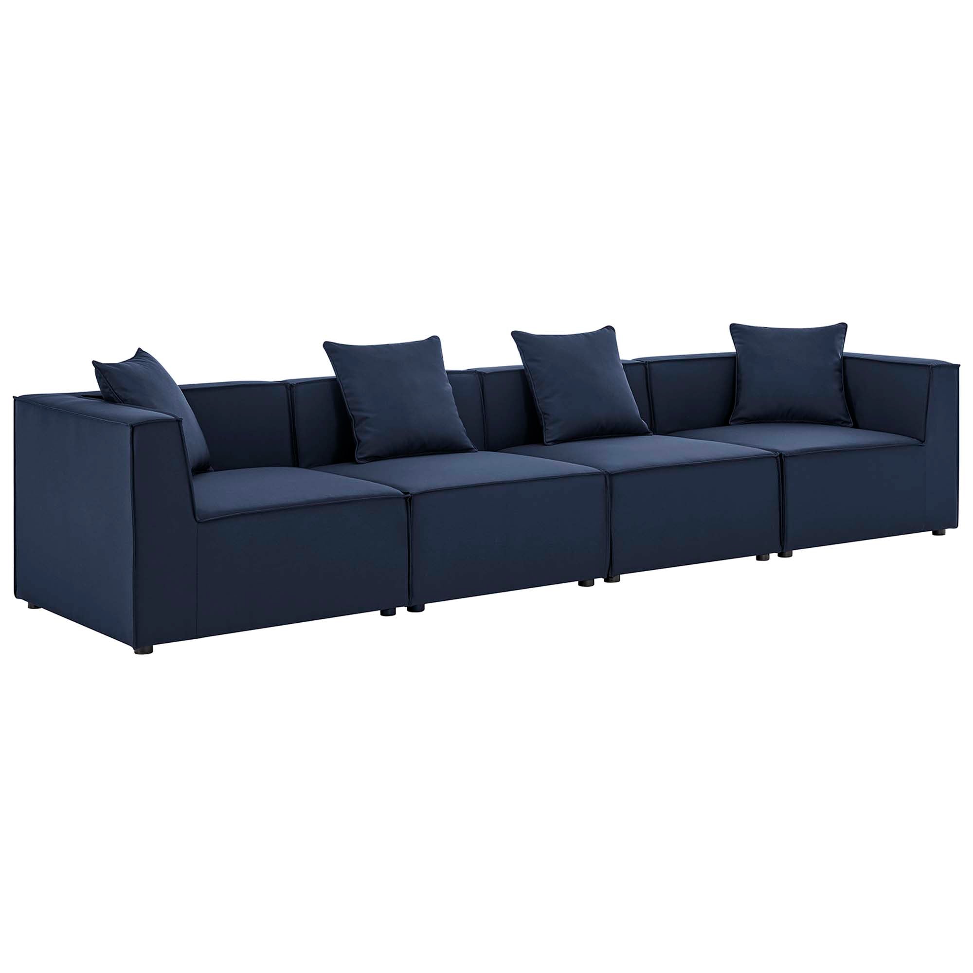 Saybrook 4-Piece Outdoor Patio Upholstered Sectional Sofa, Navy