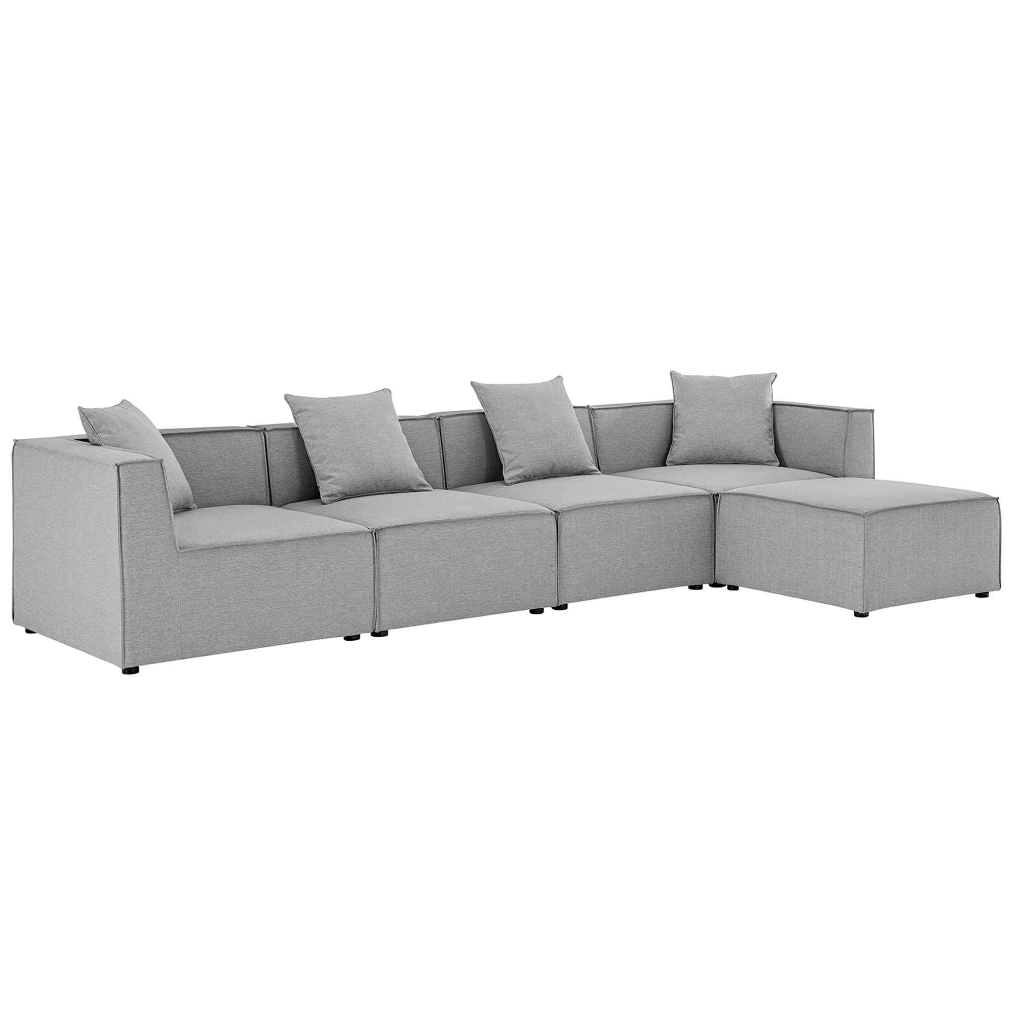 Saybrook 5-Piece Outdoor Patio Upholstered Sectional Sofa, Gray