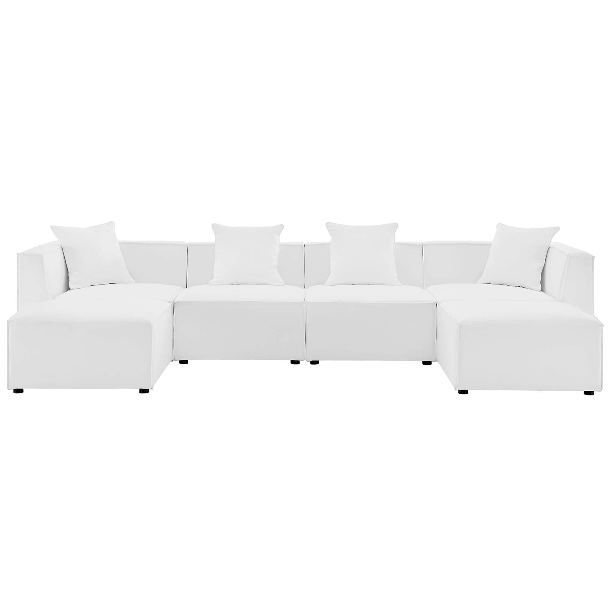 Saybrook 6-Piece Outdoor Patio Upholstered Sectional Sofa, White