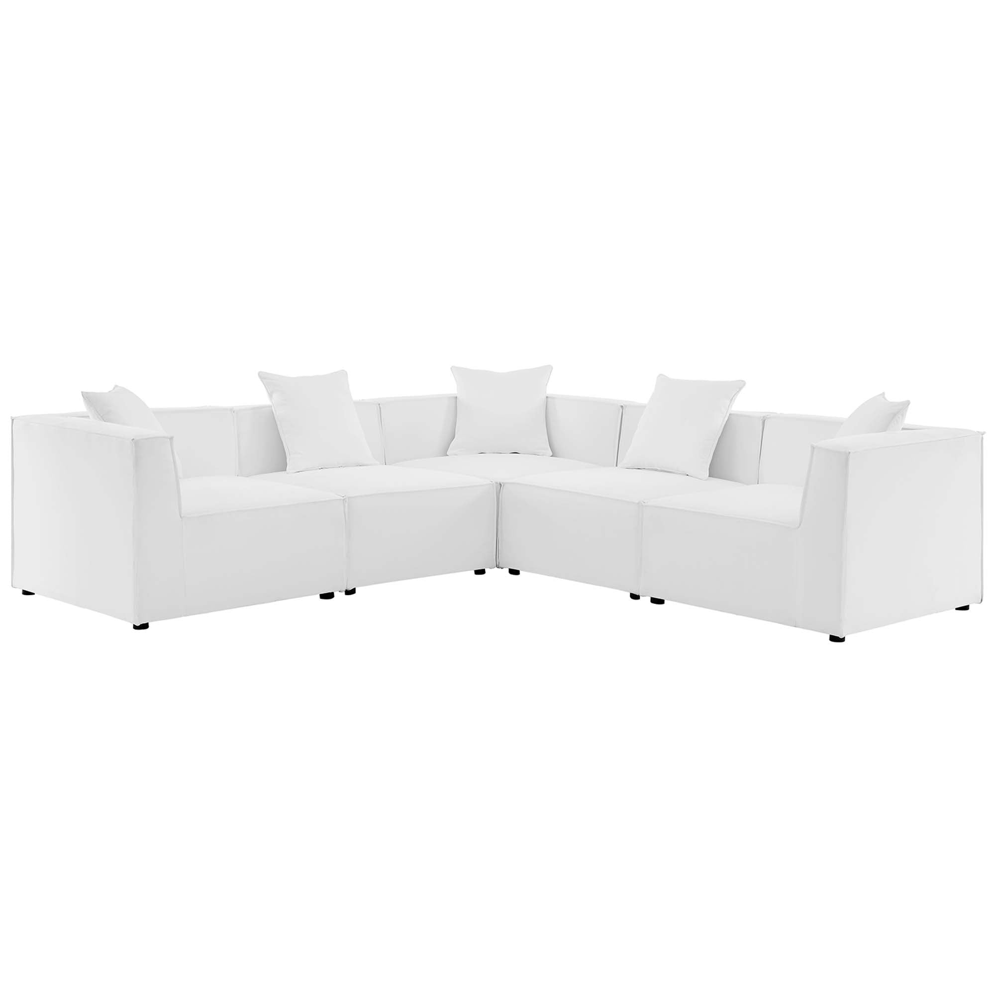Saybrook 5-Piece Outdoor Patio Upholstered Sectional Sofa, White