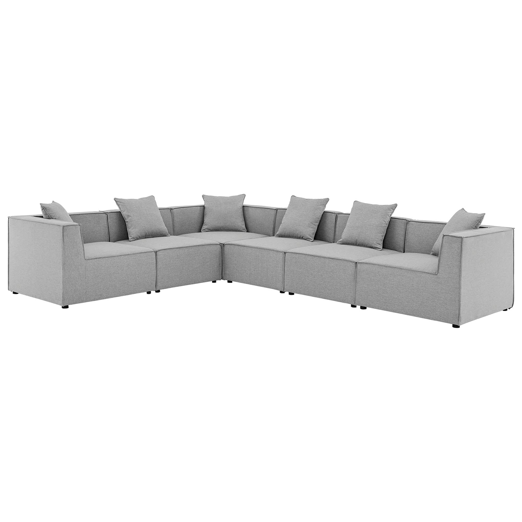 Saybrook 6-Piece Outdoor Patio Upholstered Sectional Sofa, Gray