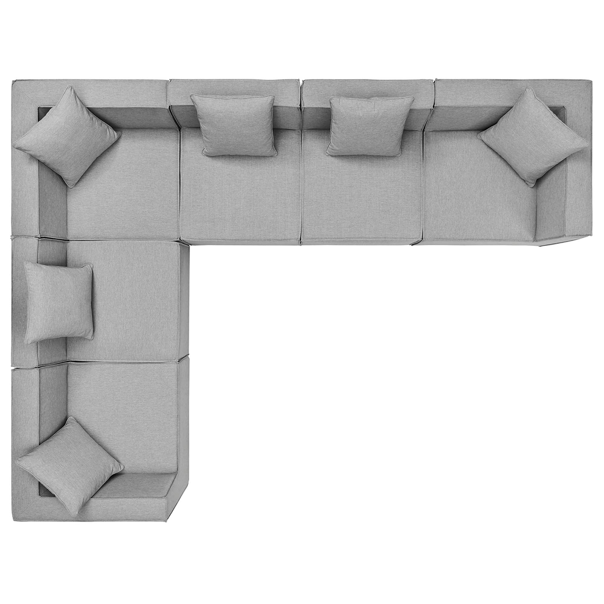 Saybrook 6-Piece Outdoor Patio Upholstered Sectional Sofa, Gray
