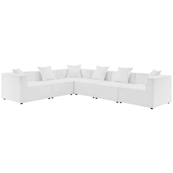 Saybrook 6-Piece Outdoor Patio Upholstered Sectional Sofa, White