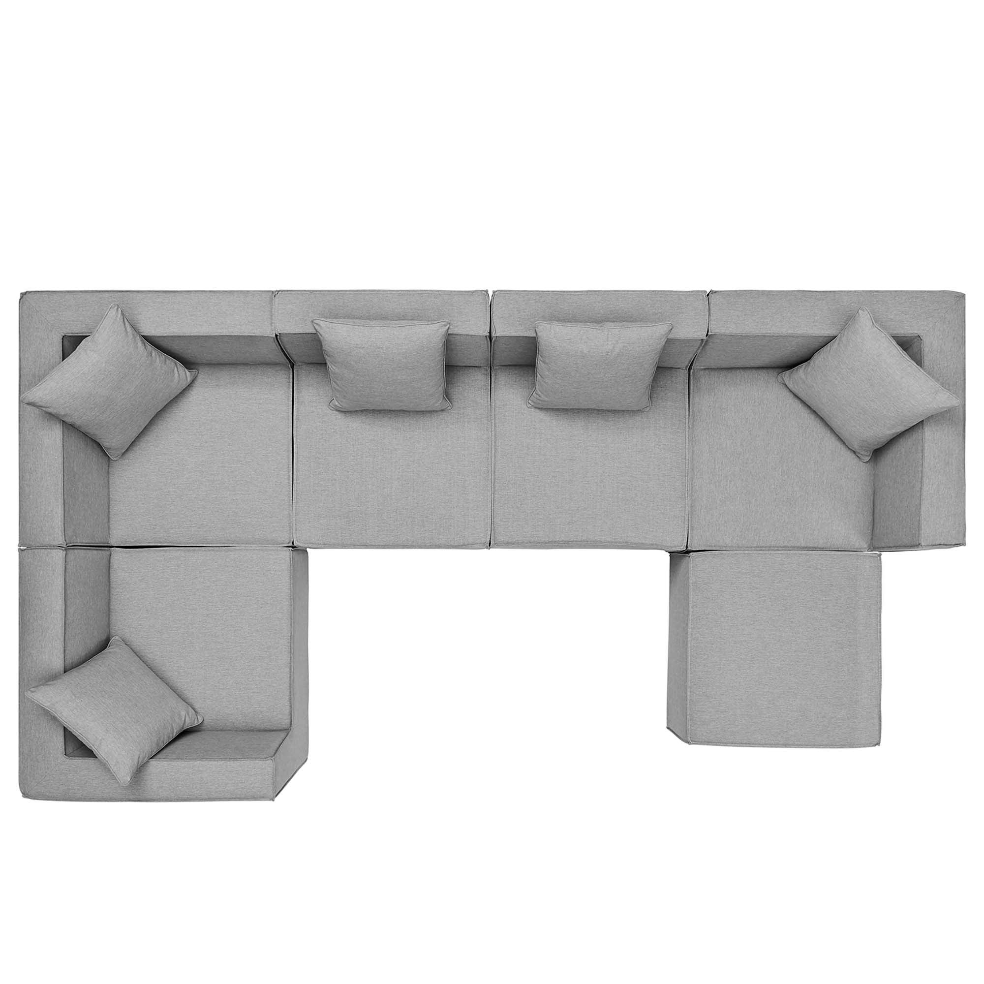 Saybrook 6-Piece Outdoor Patio Upholstered Sectional Sofa, Gray