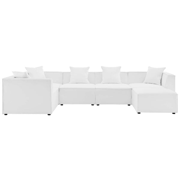 Saybrook 6-Piece Outdoor Patio Upholstered Sectional Sofa, White