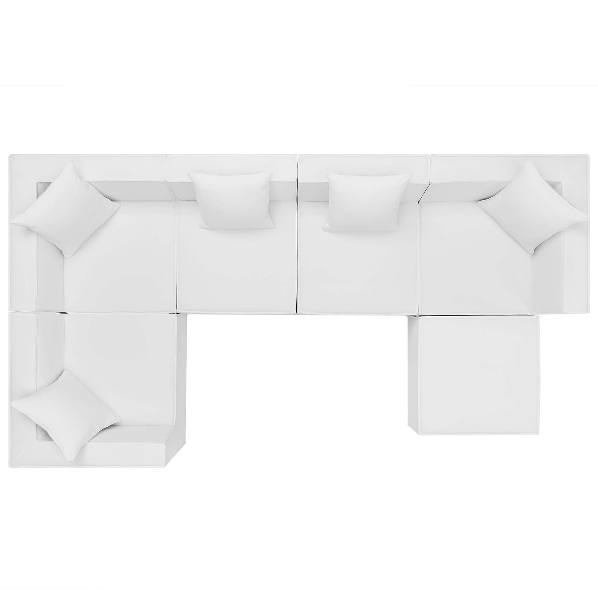Saybrook 6-Piece Outdoor Patio Upholstered Sectional Sofa, White