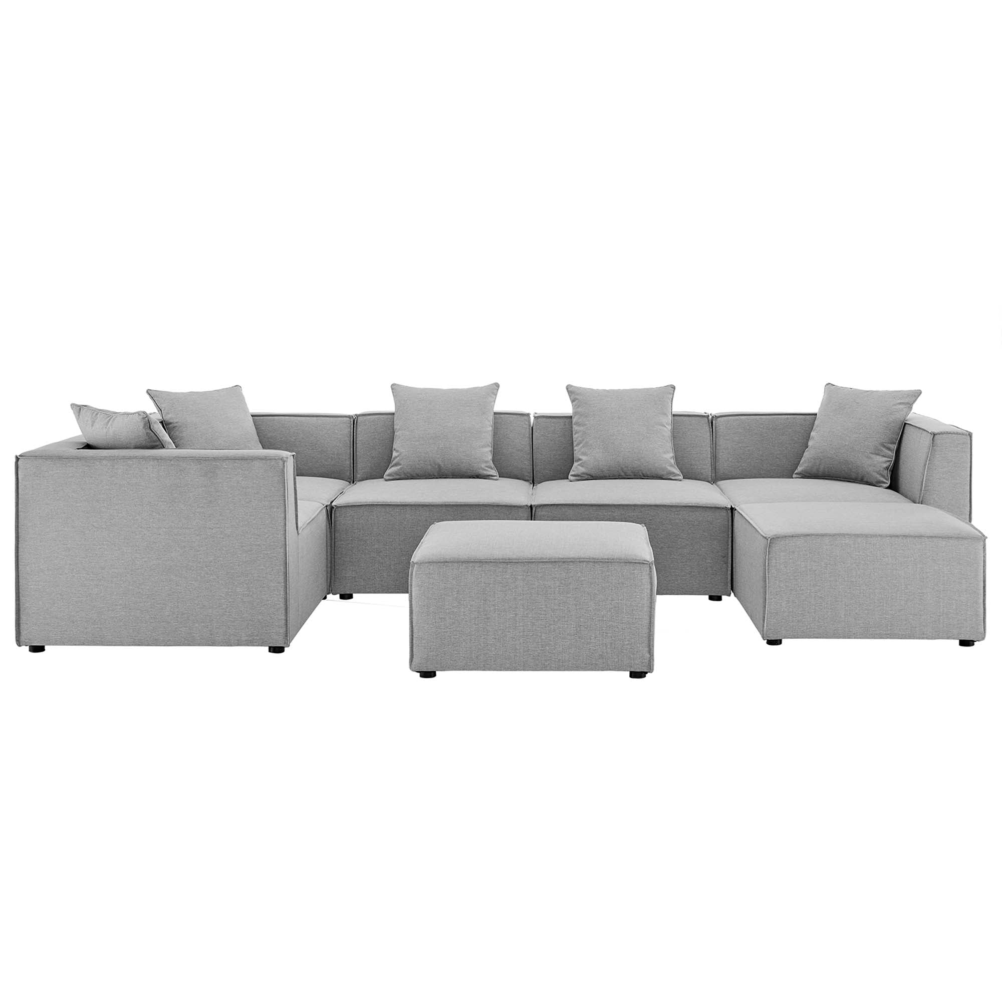 Saybrook 7-Piece Outdoor Patio Upholstered Sectional Sofa, Gray