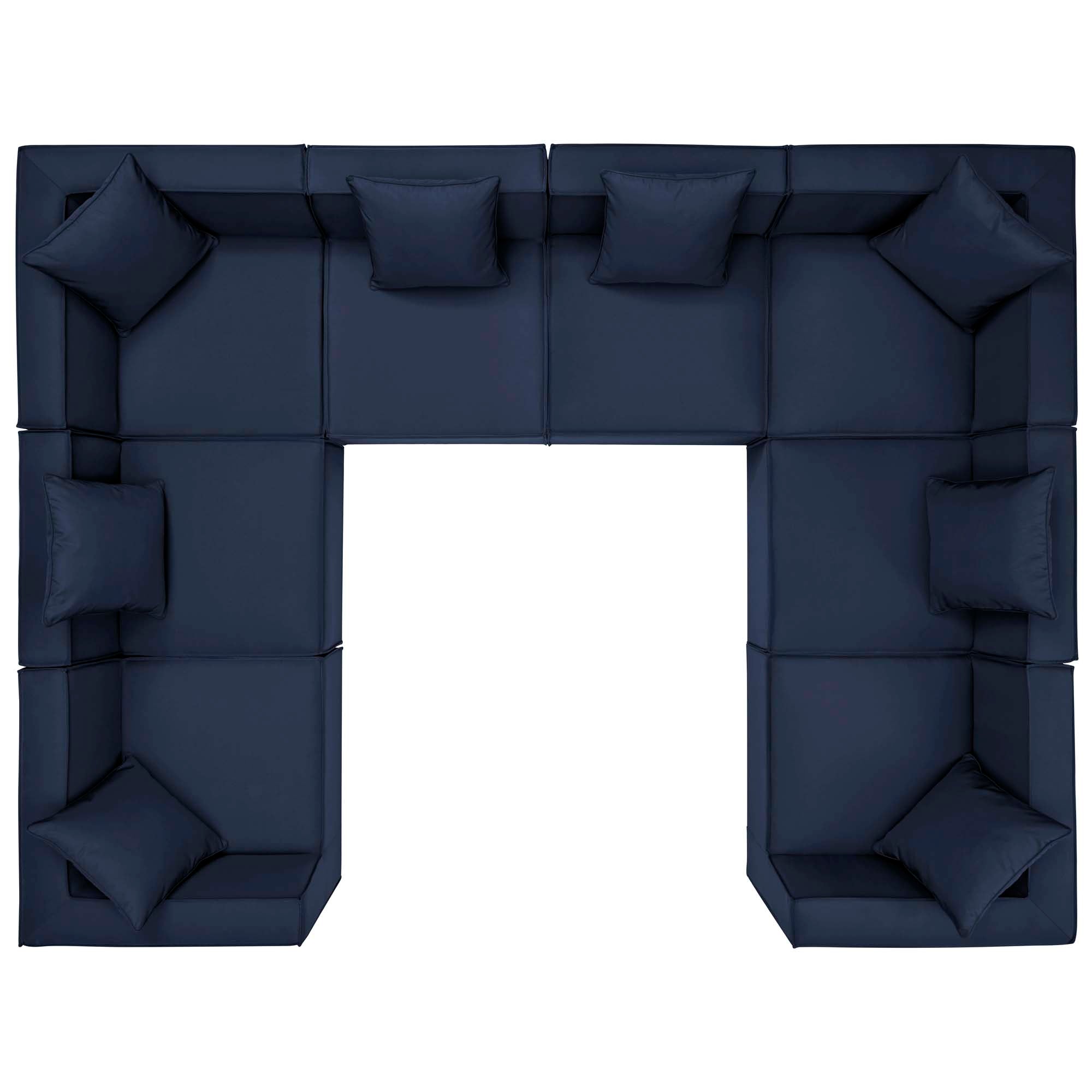 Saybrook 8-Piece Outdoor Patio Upholstered Sectional Sofa, Navy