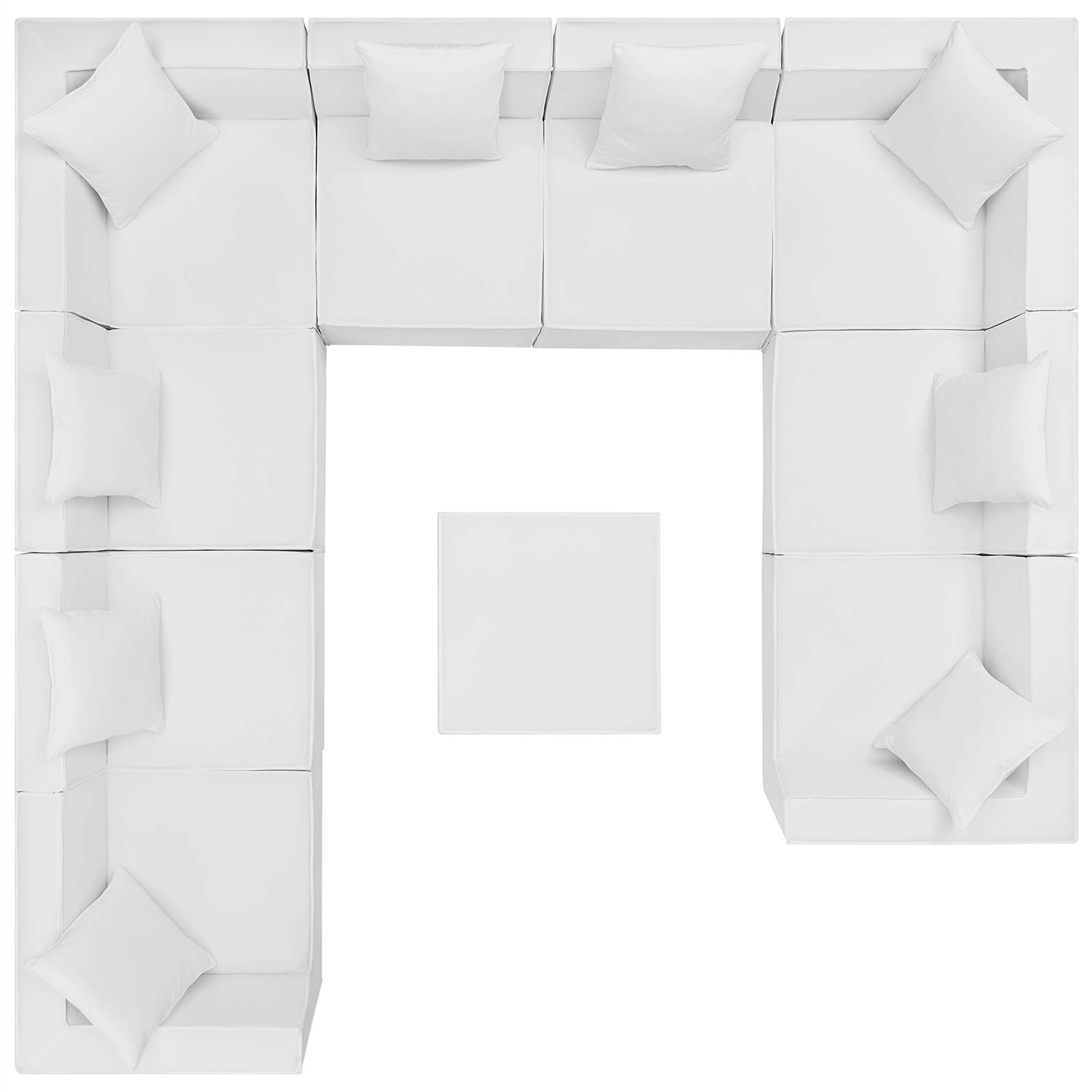 Saybrook 10-Piece Outdoor Patio Upholstered Sectional Sofa, White