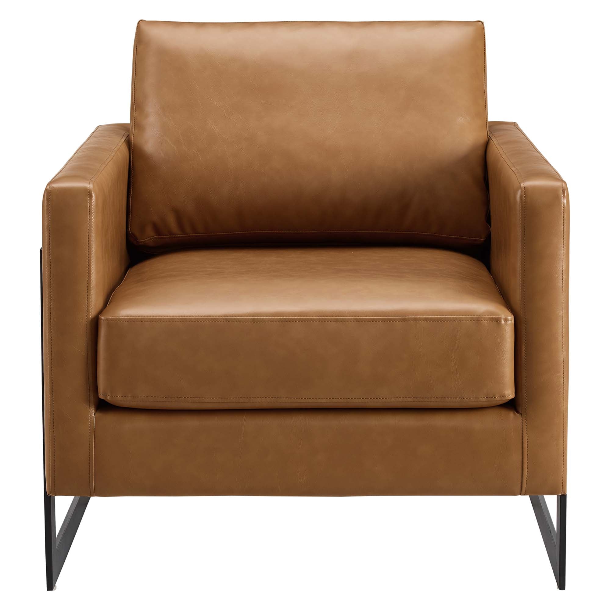 Posse Vegan Leather Accent Chair, Black Tan