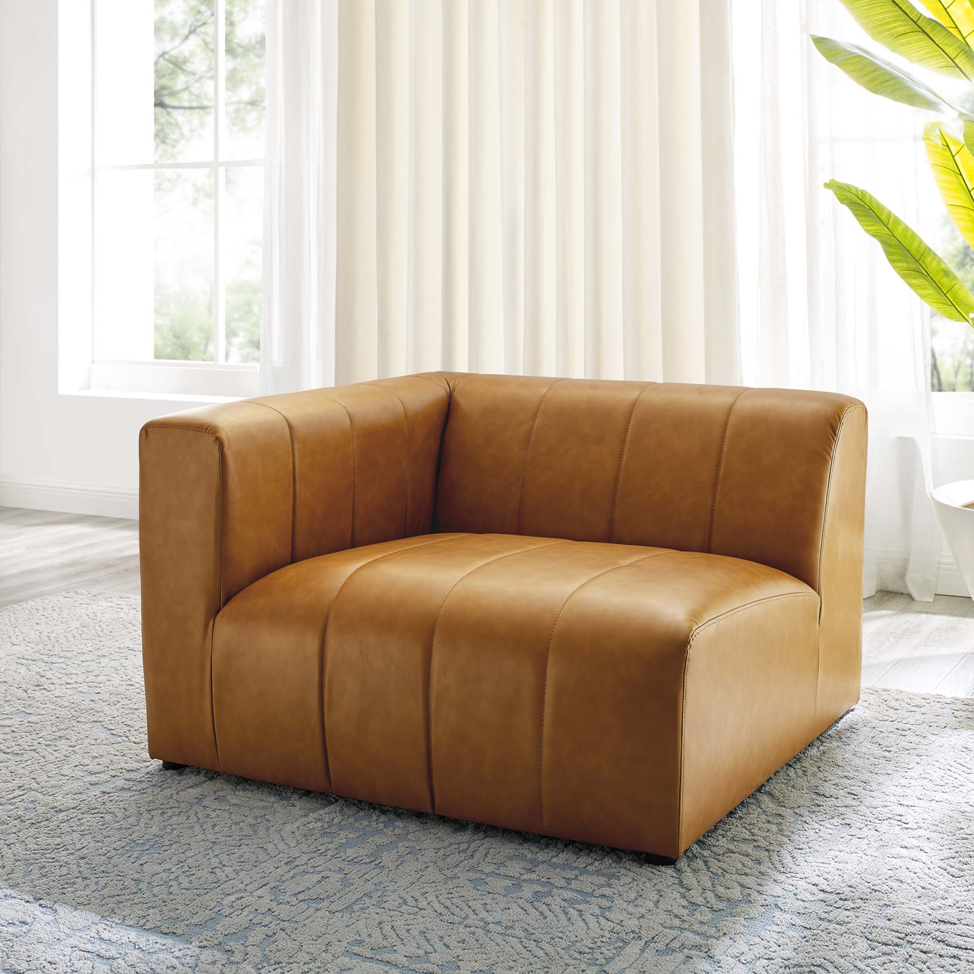 Bartlett Vegan Leather Left-Arm Chair, Tan