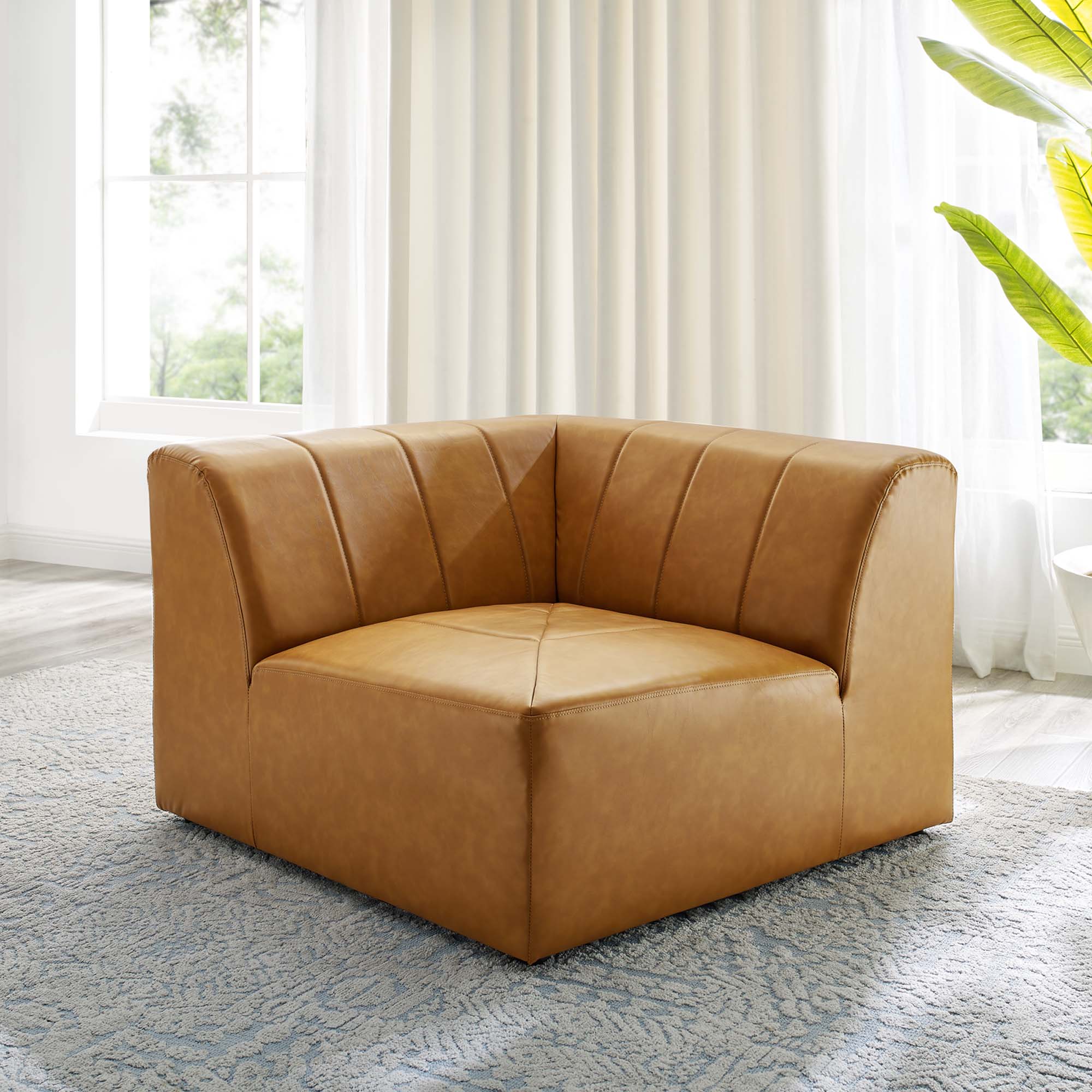 Bartlett Vegan Leather Corner Chair, Tan