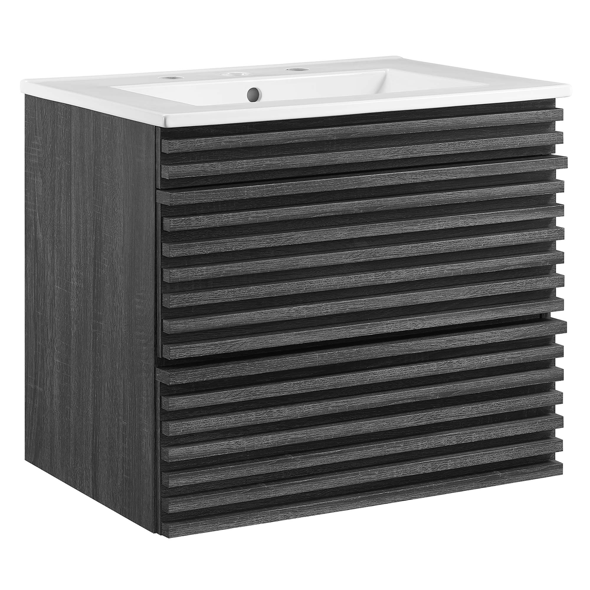 Render 24" Wall-Mount Bathroom Vanity, Charcoal White