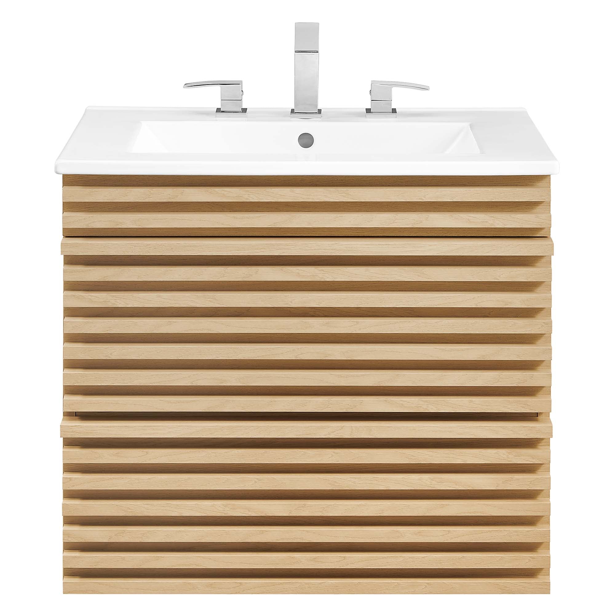 Render 24" Wall-Mount Bathroom Vanity, Oak White