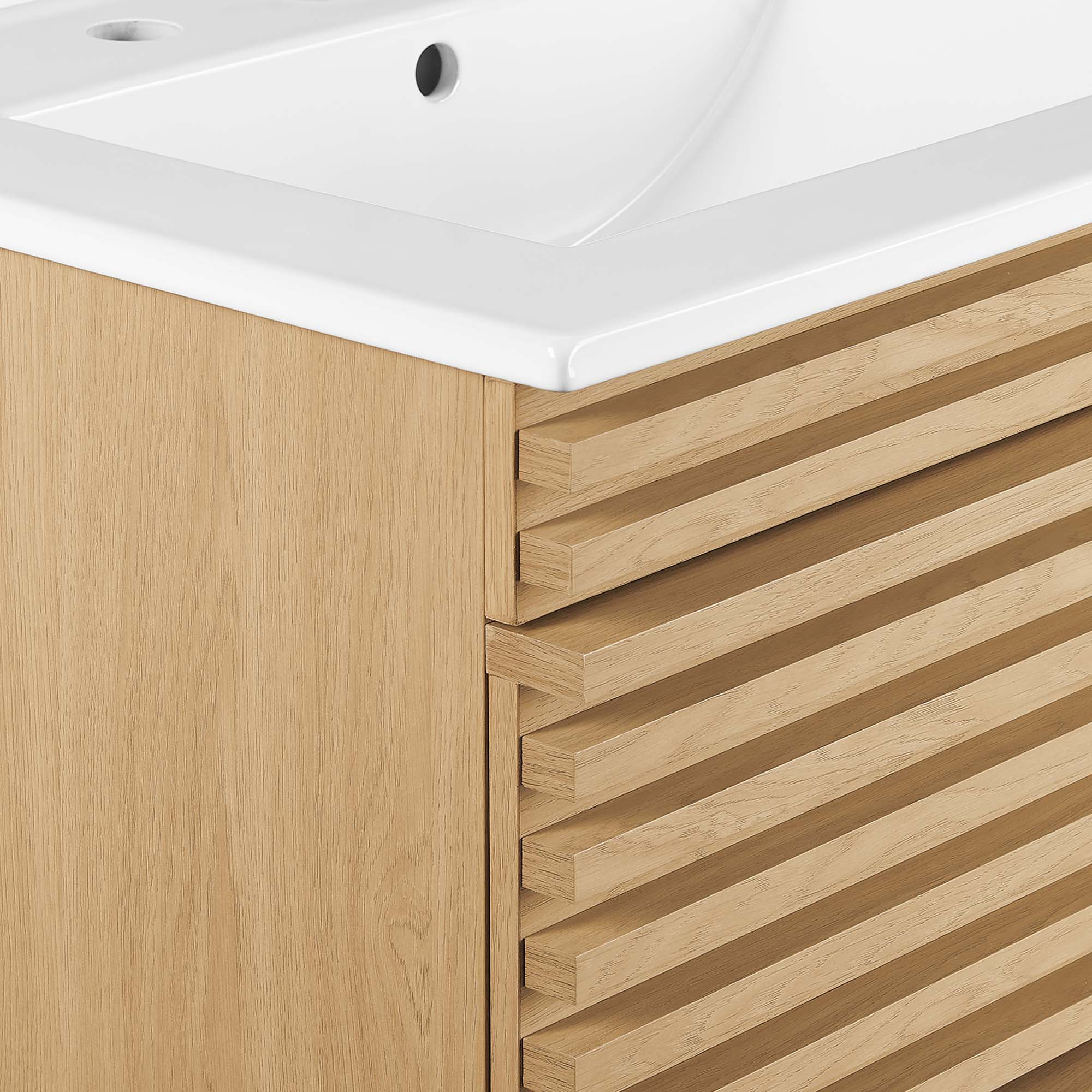 Render 24" Wall-Mount Bathroom Vanity, Oak White
