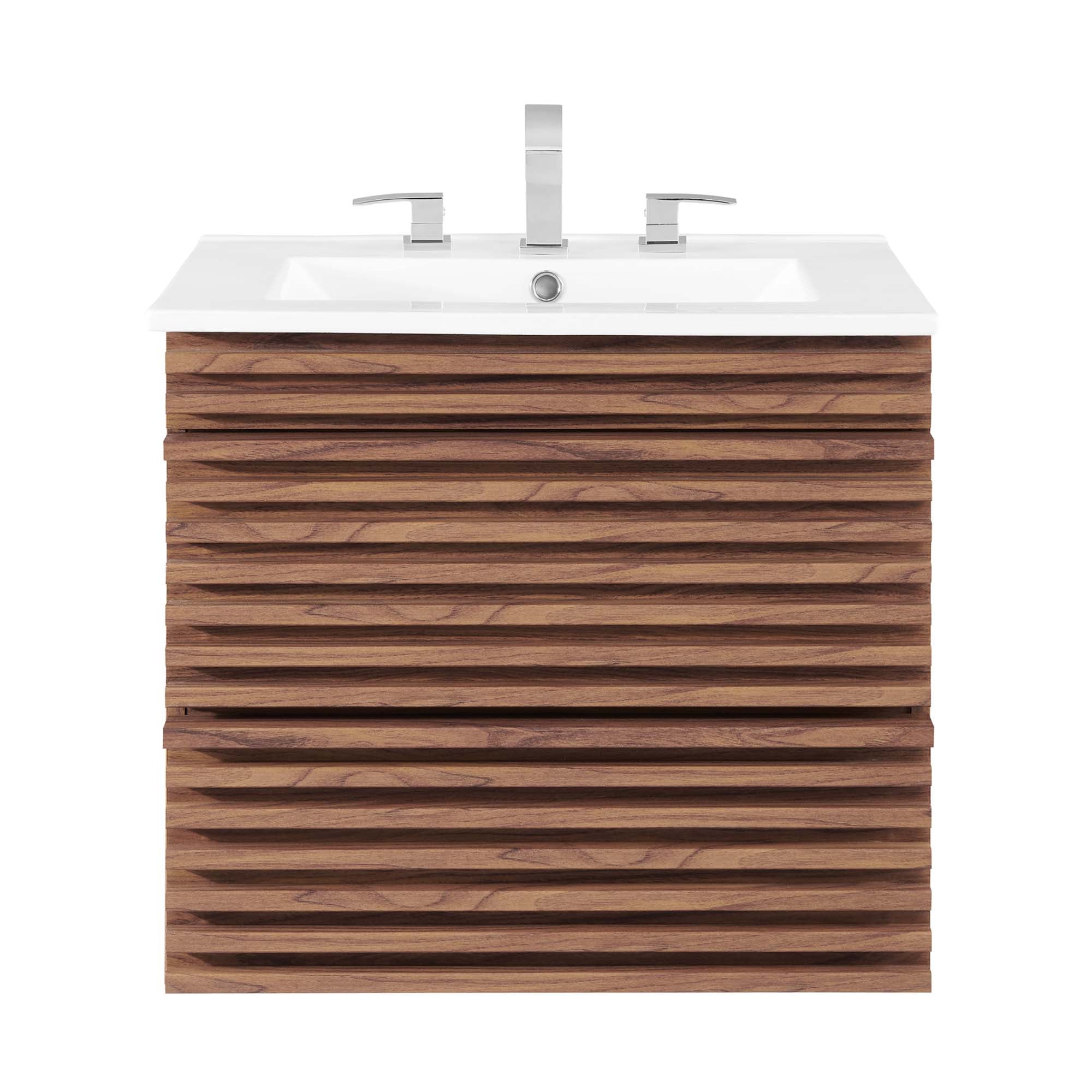 Render 24" Wall-Mount Bathroom Vanity, Walnut White