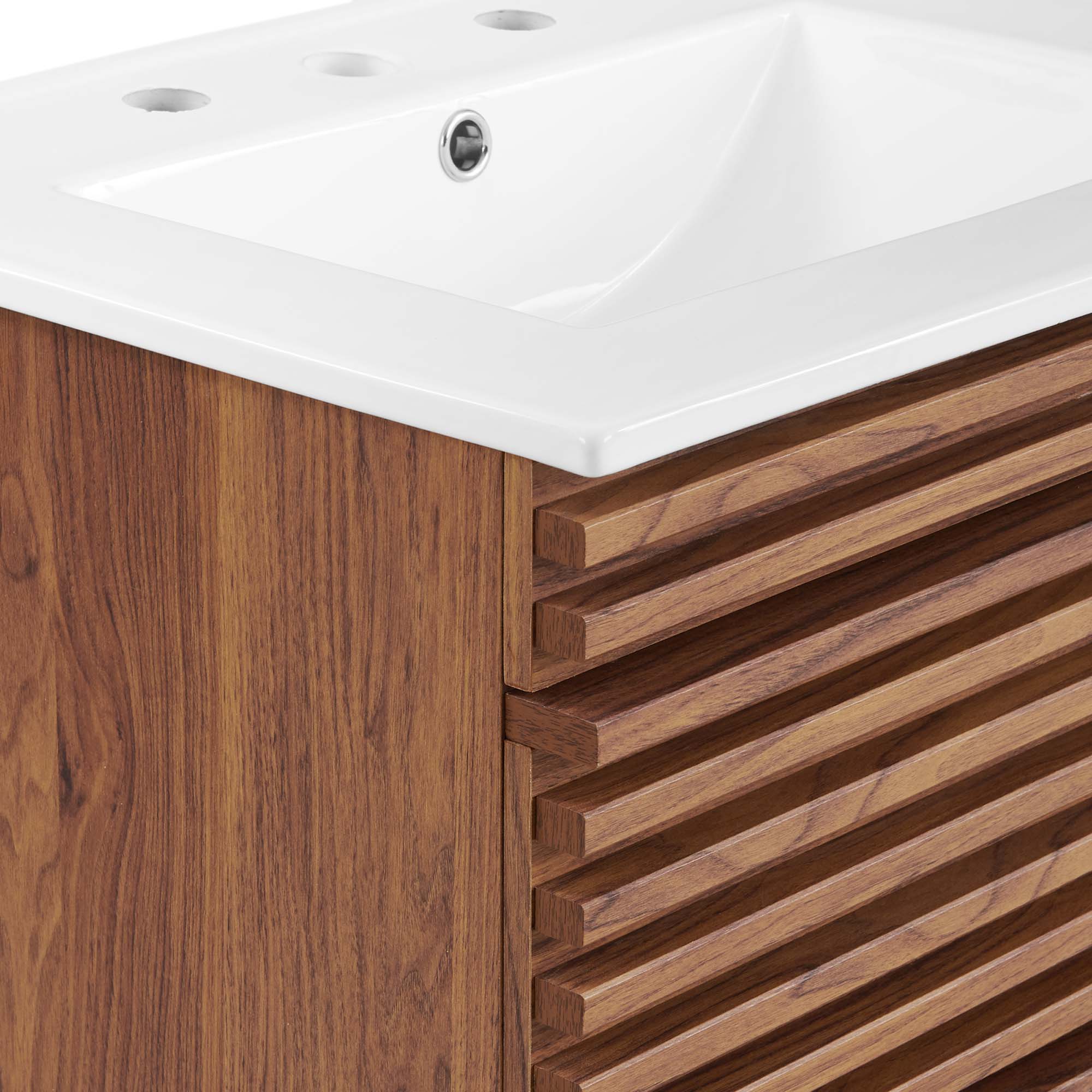 Render 24" Wall-Mount Bathroom Vanity, Walnut White