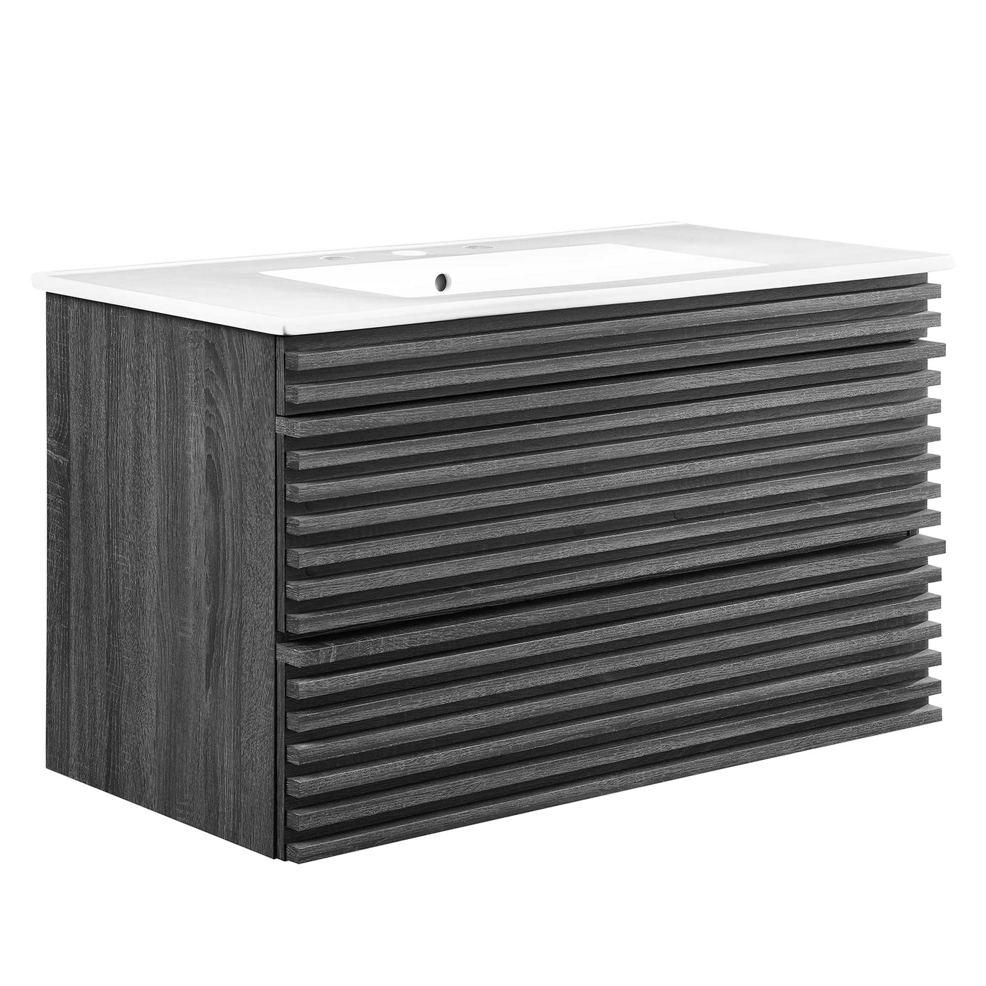 Render 36" Wall-Mount Bathroom Vanity, Charcoal White