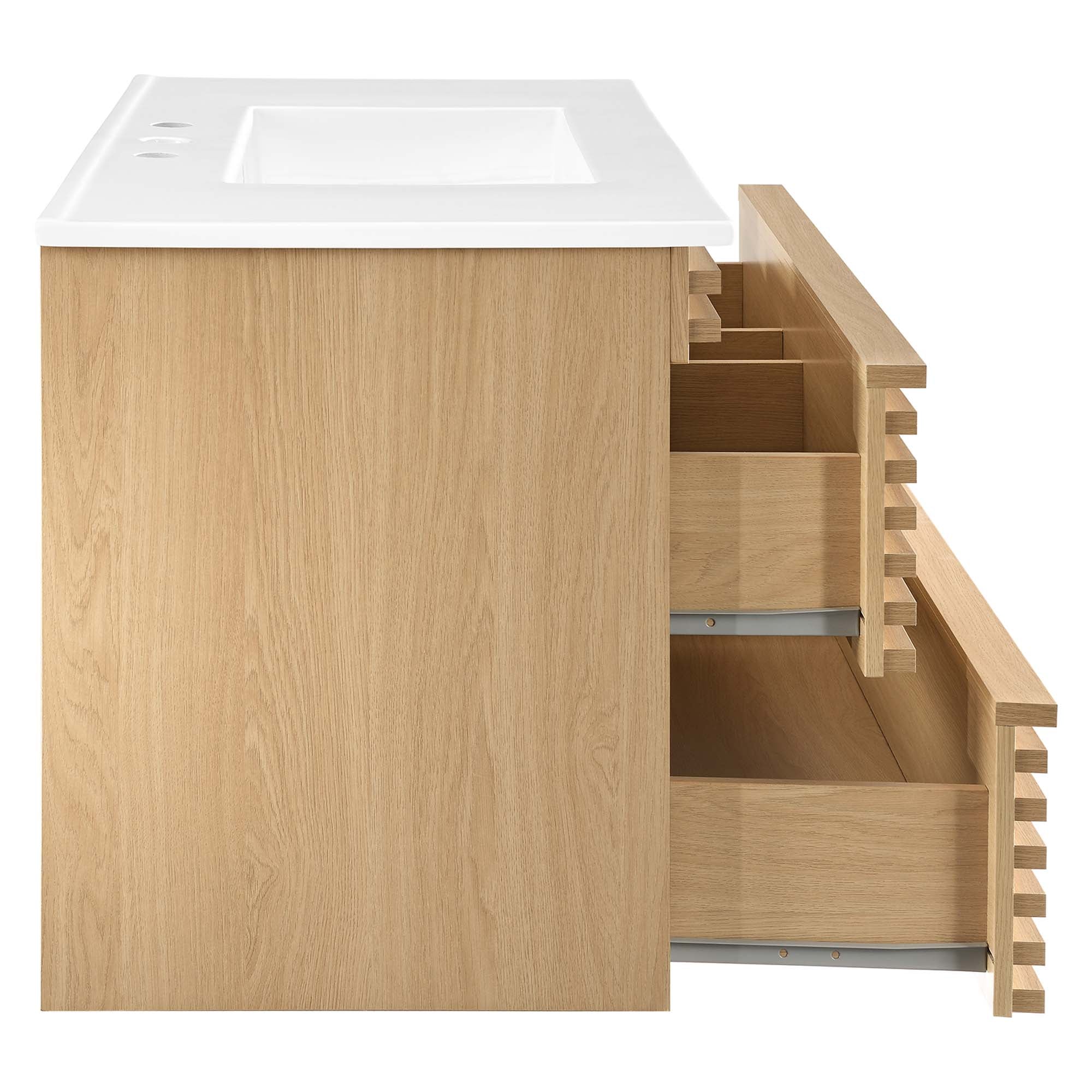Render 36" Wall-Mount Bathroom Vanity, Oak White