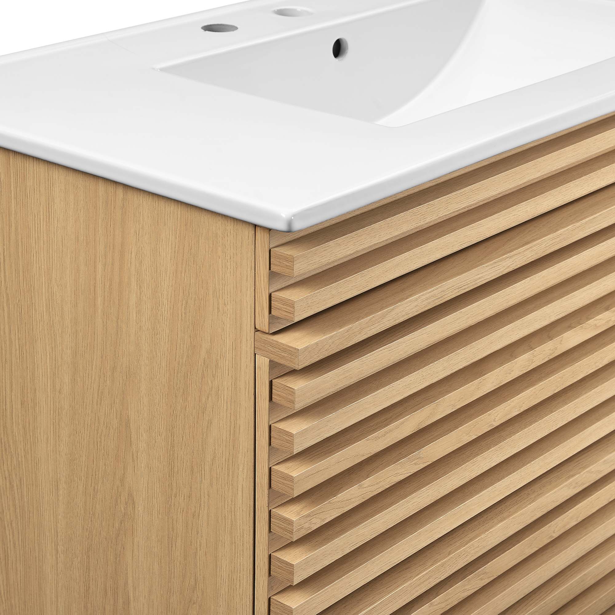 Render 36" Wall-Mount Bathroom Vanity, Oak White