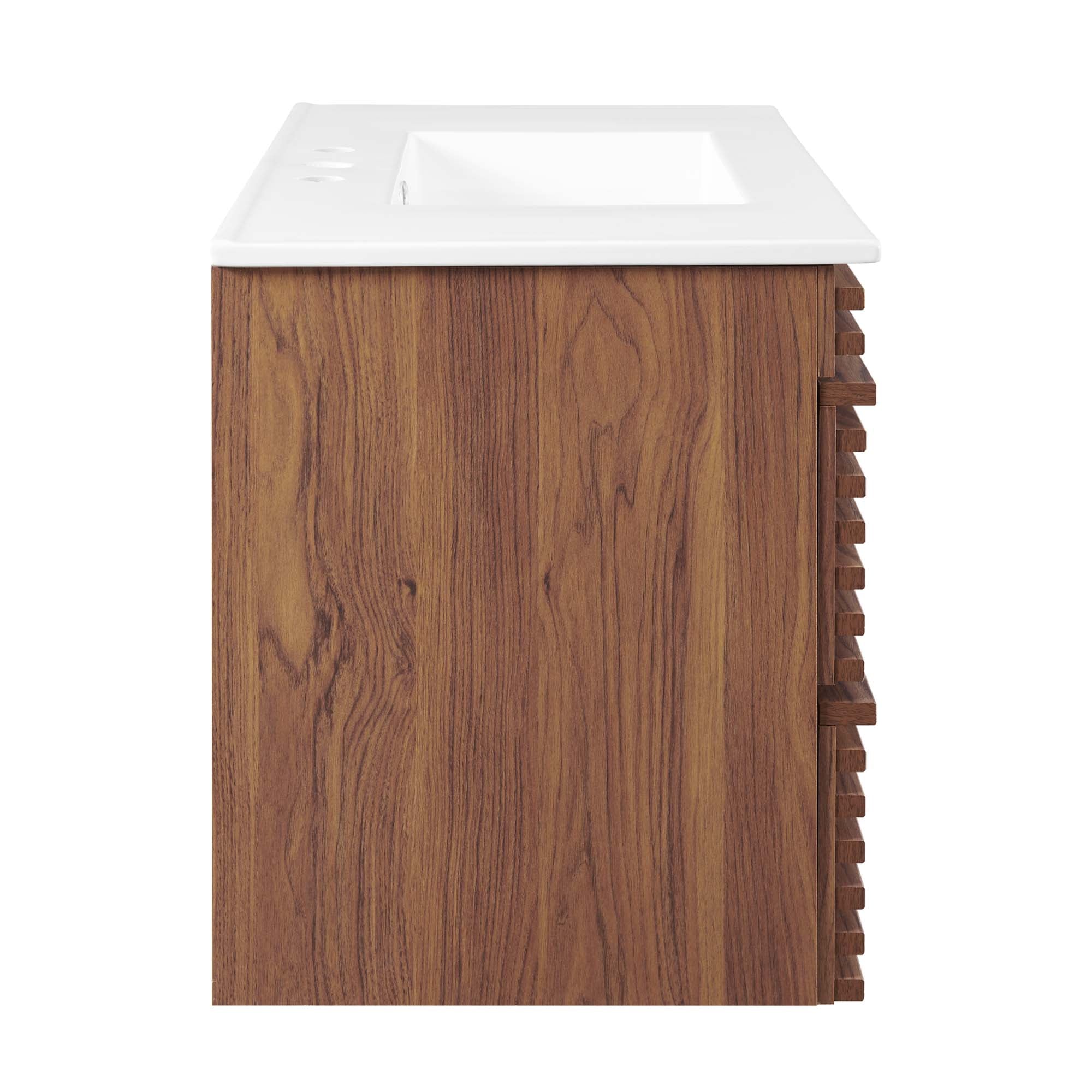 Render 36" Wall-Mount Bathroom Vanity, Walnut White