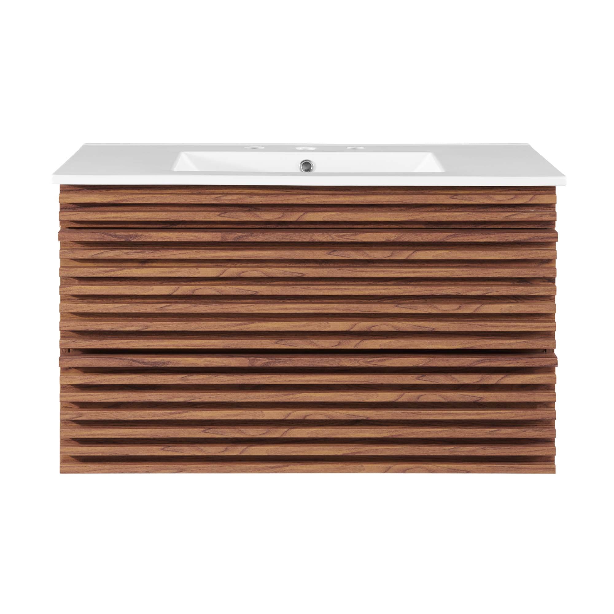 Render 36" Wall-Mount Bathroom Vanity, Walnut White