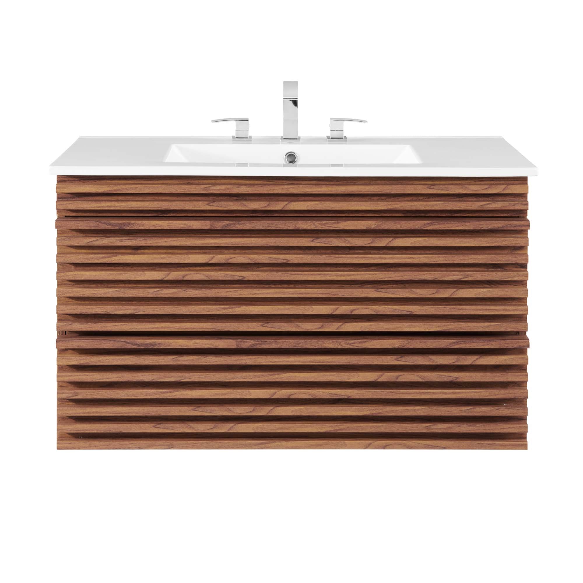 Render 36" Wall-Mount Bathroom Vanity, Walnut White