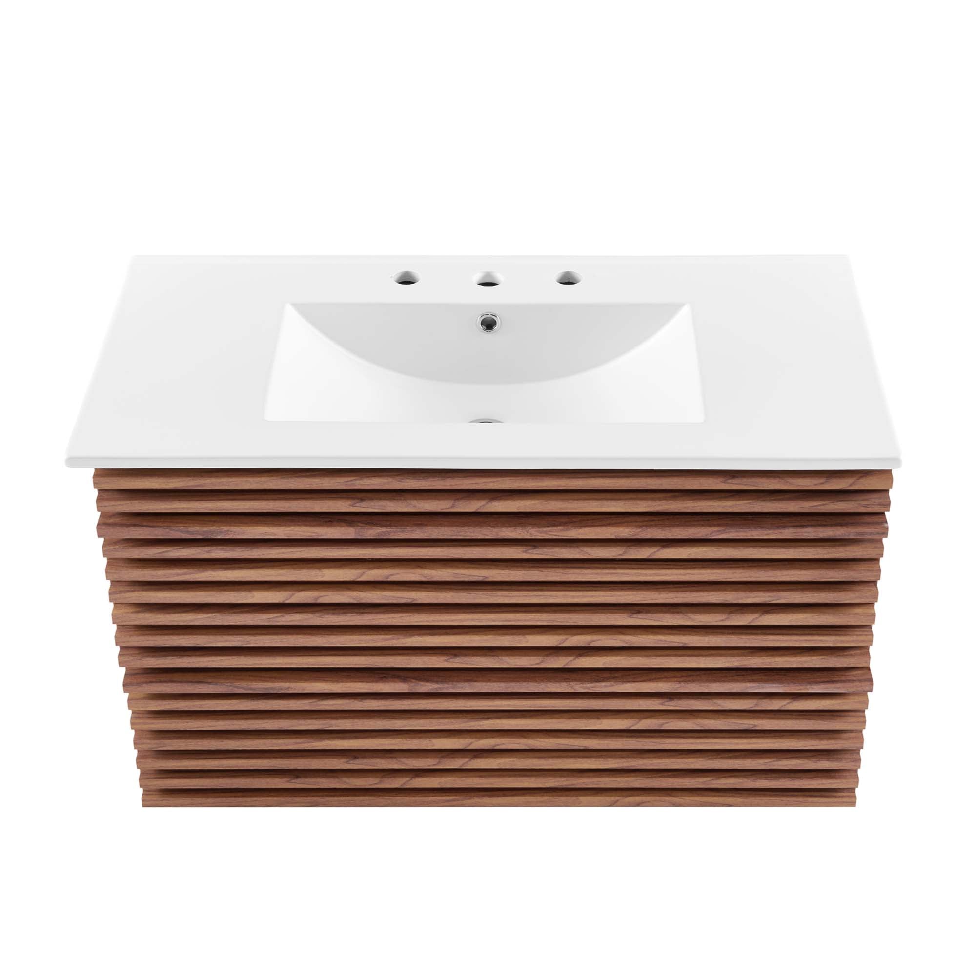 Render 36" Wall-Mount Bathroom Vanity, Walnut White