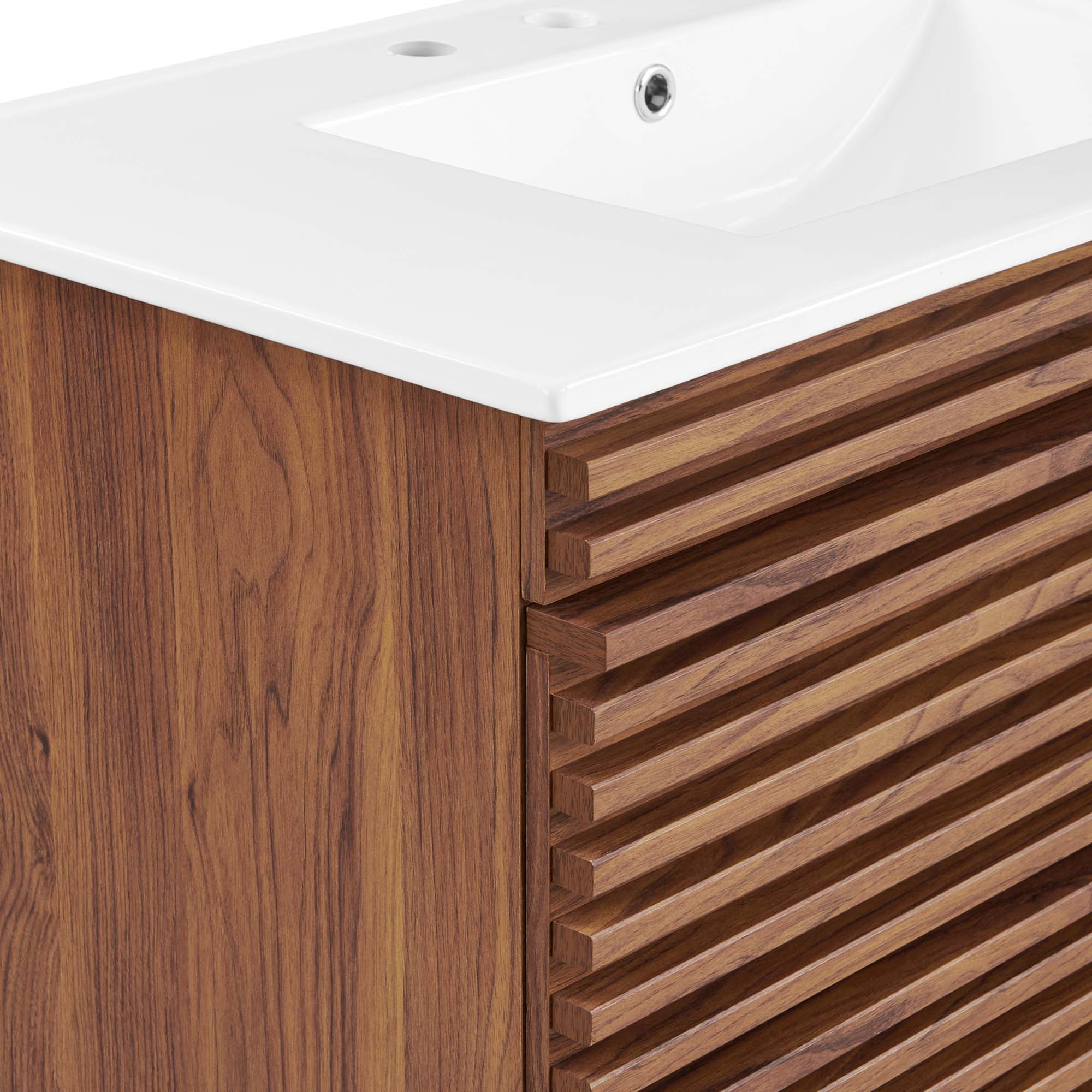 Render 36" Wall-Mount Bathroom Vanity, Walnut White