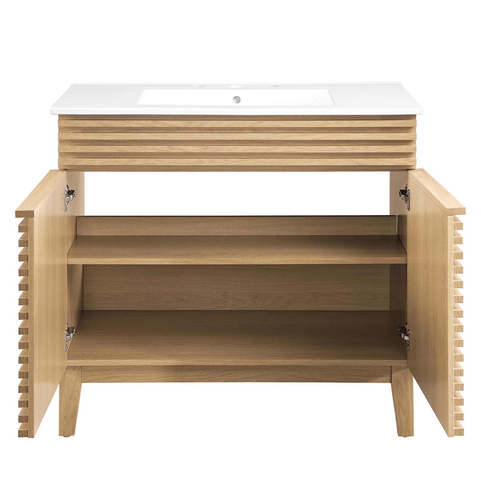 Render 36" Bathroom Vanity, Oak White