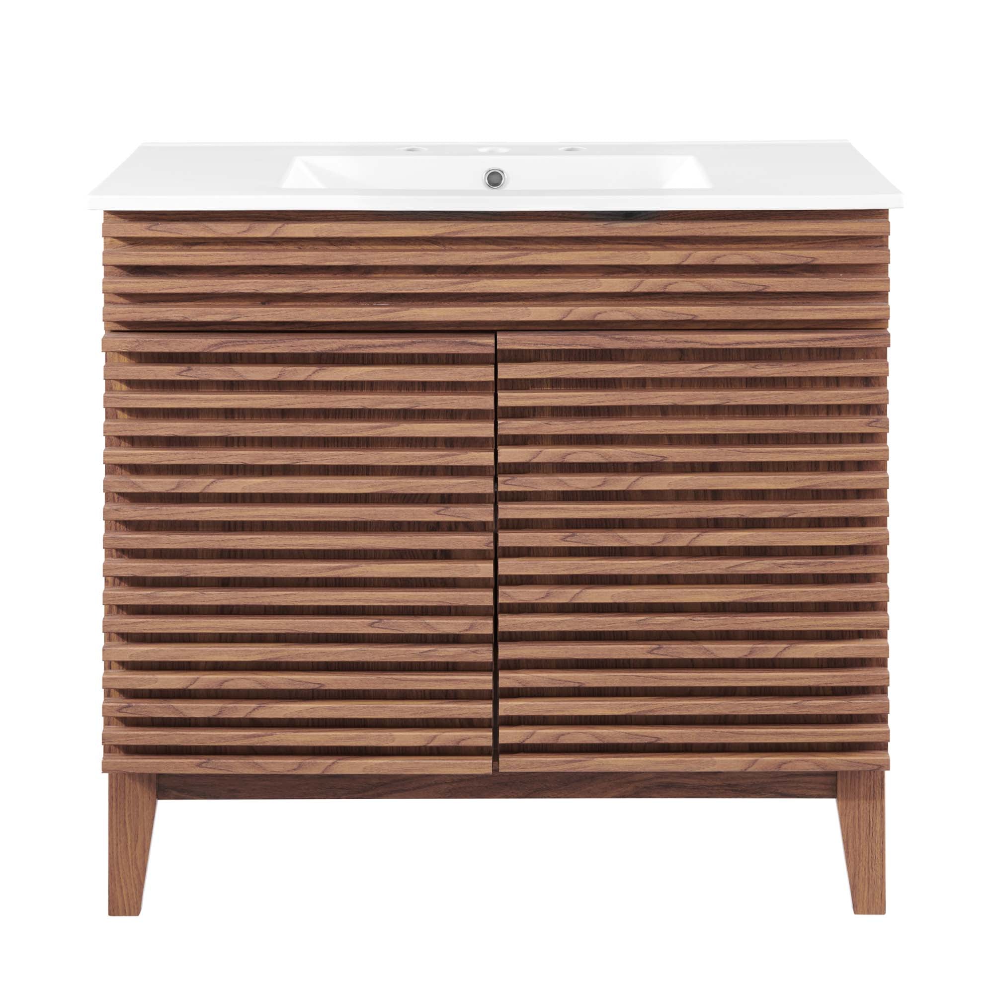 Render 36" Bathroom Vanity, Walnut White