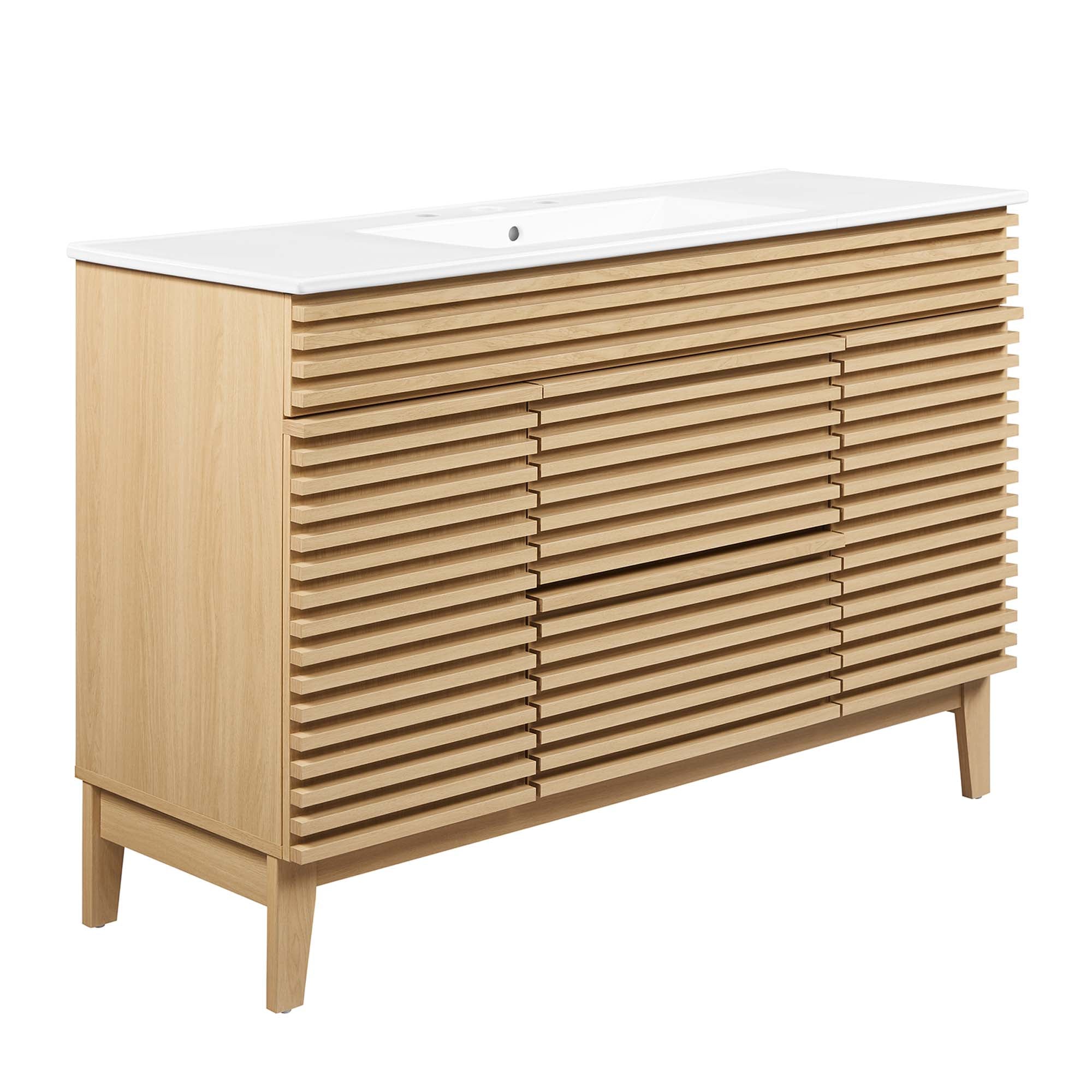 Render 48" Single Sink Bathroom Vanity, Oak White