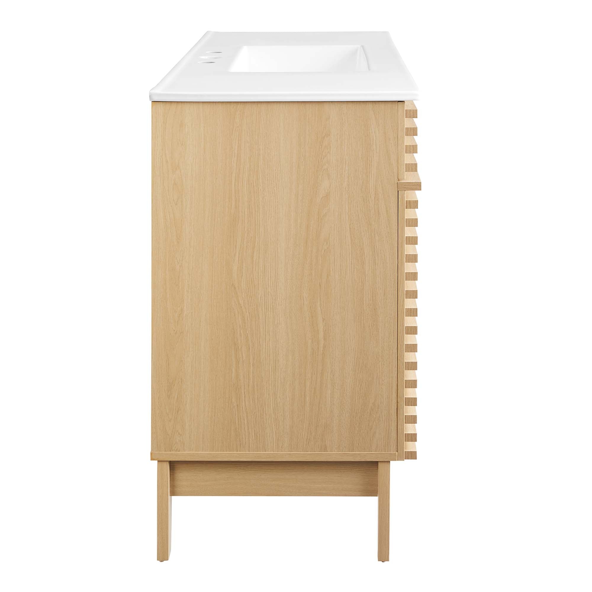 Render 48" Single Sink Bathroom Vanity, Oak White