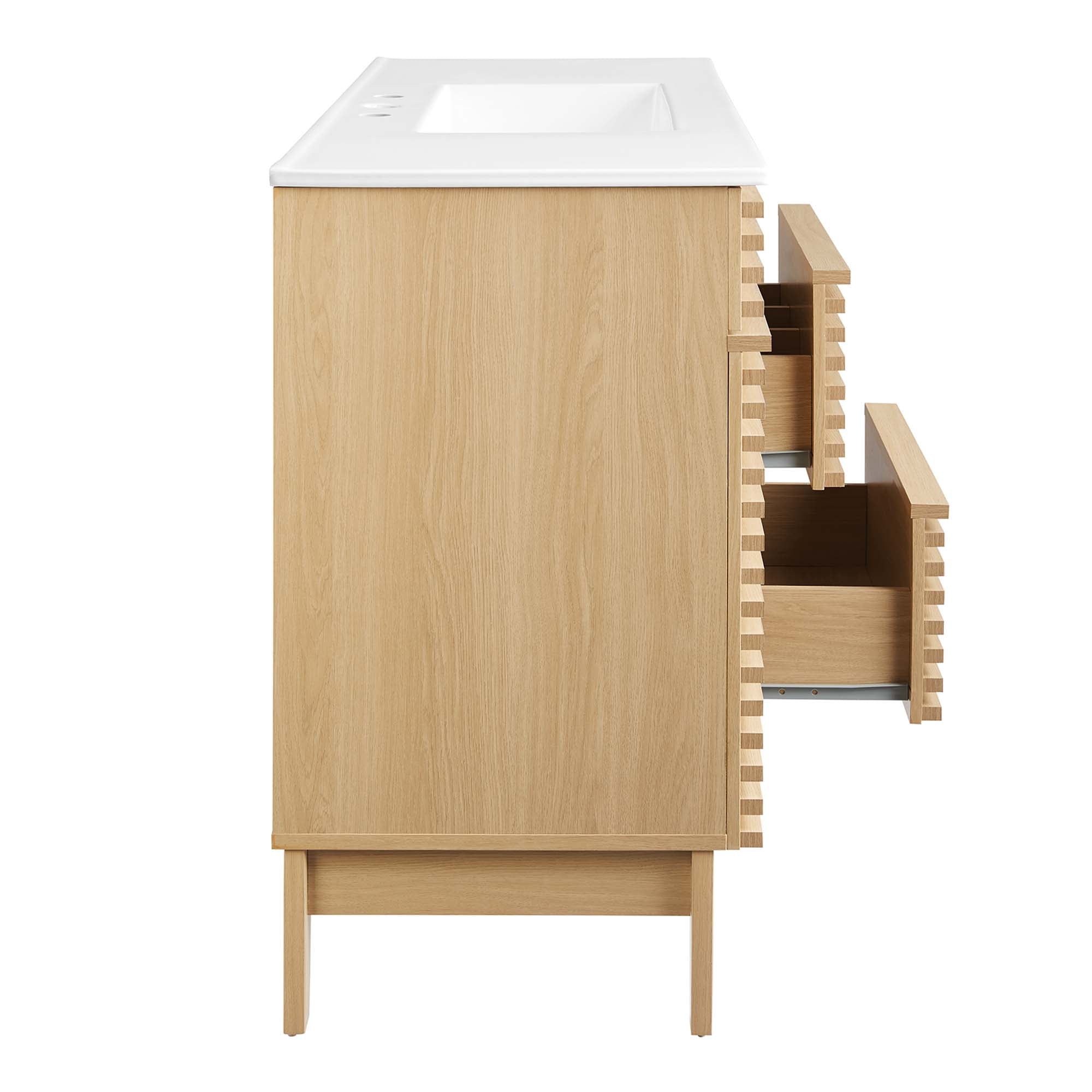 Render 48" Single Sink Bathroom Vanity, Oak White