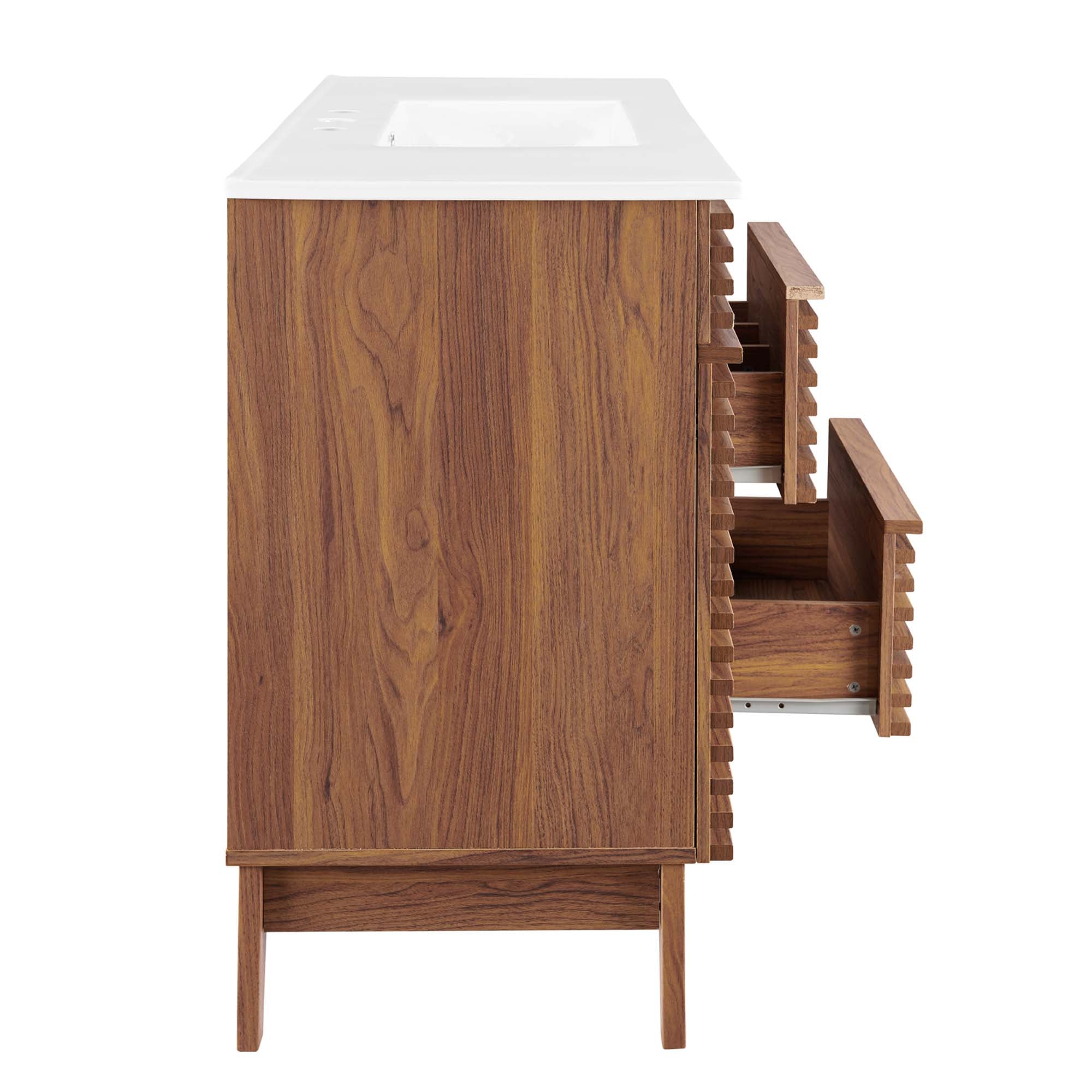 Render 48" Single Sink Bathroom Vanity, Walnut White