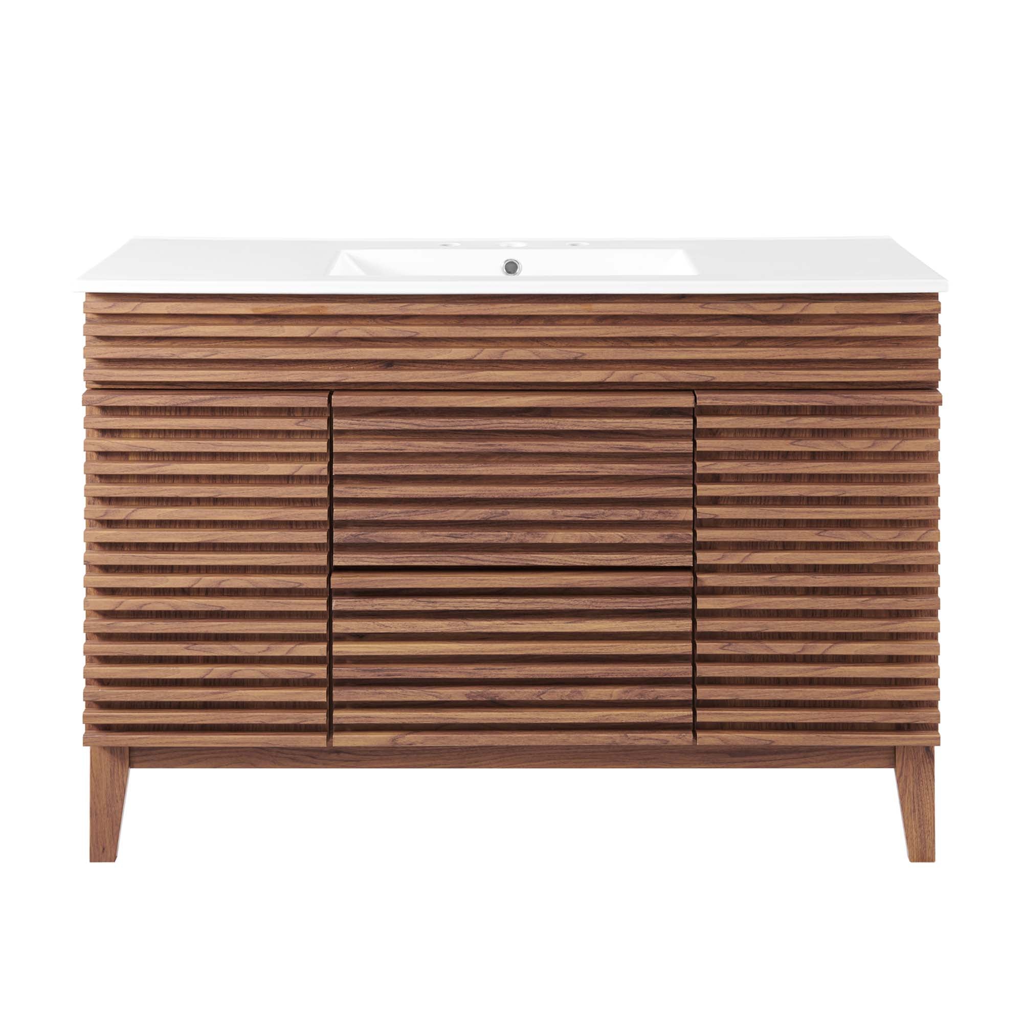 Render 48" Single Sink Bathroom Vanity, Walnut White