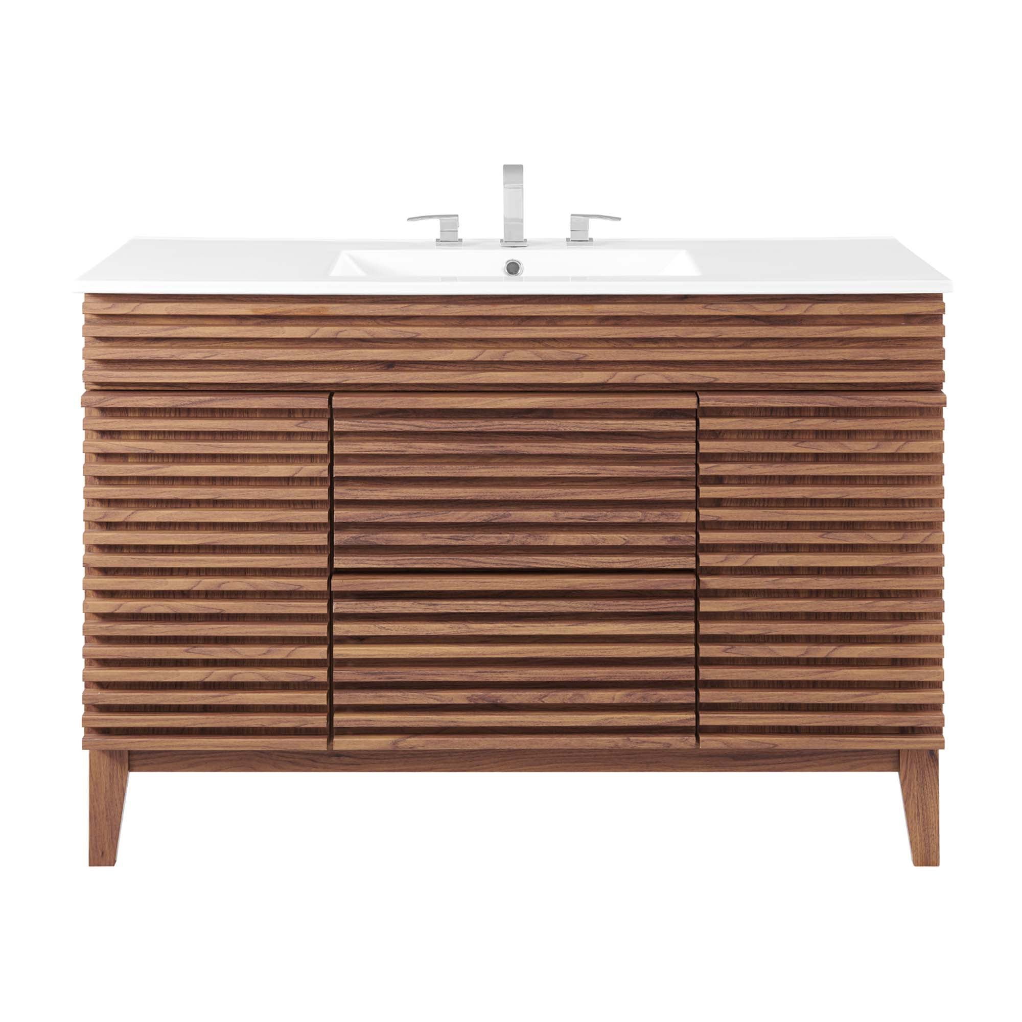 Render 48" Single Sink Bathroom Vanity, Walnut White