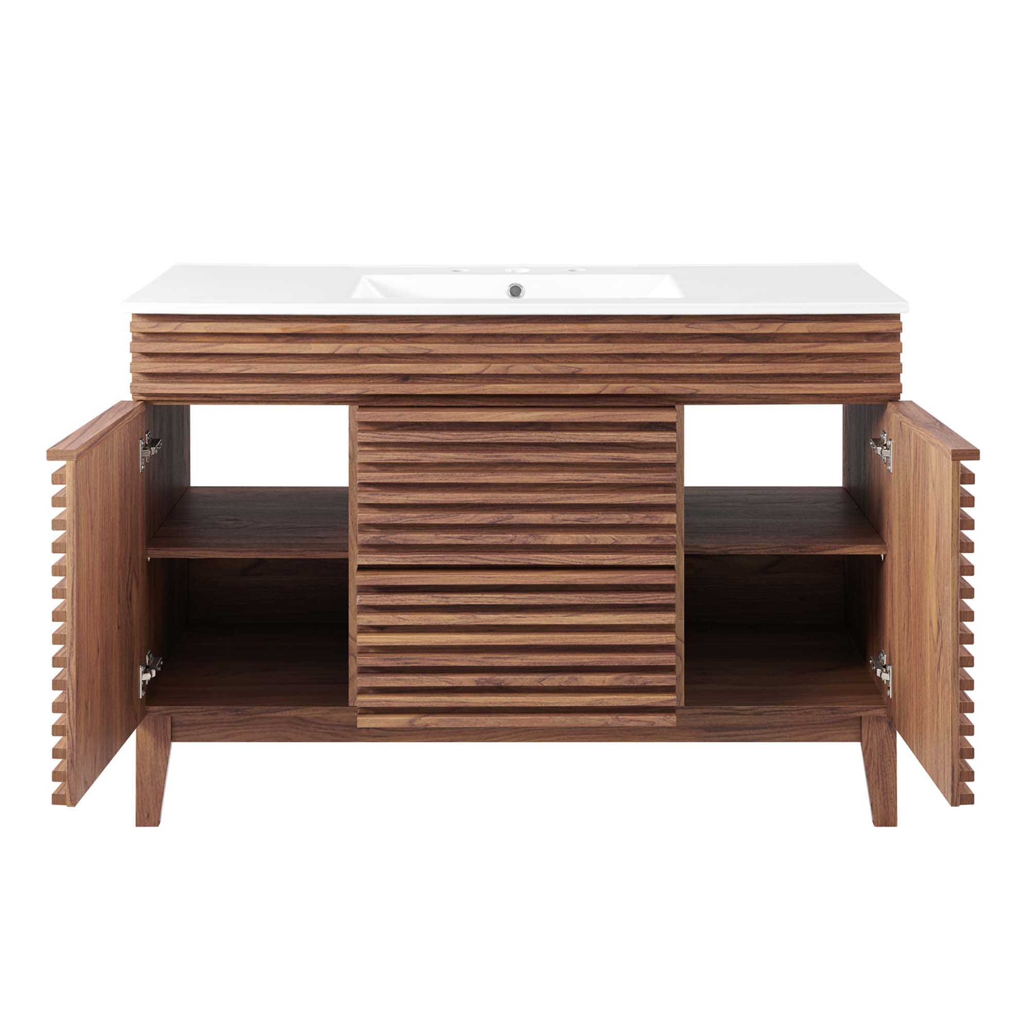 Render 48" Single Sink Bathroom Vanity, Walnut White