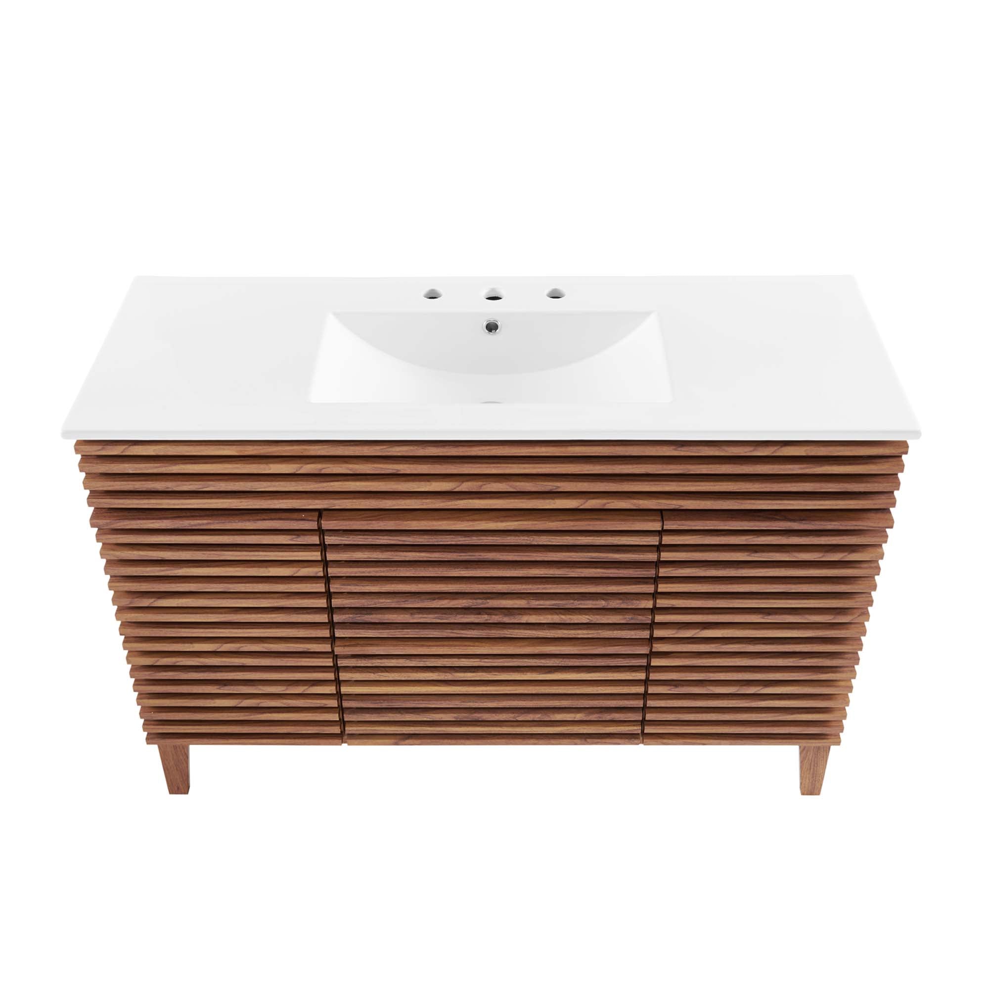 Render 48" Single Sink Bathroom Vanity, Walnut White